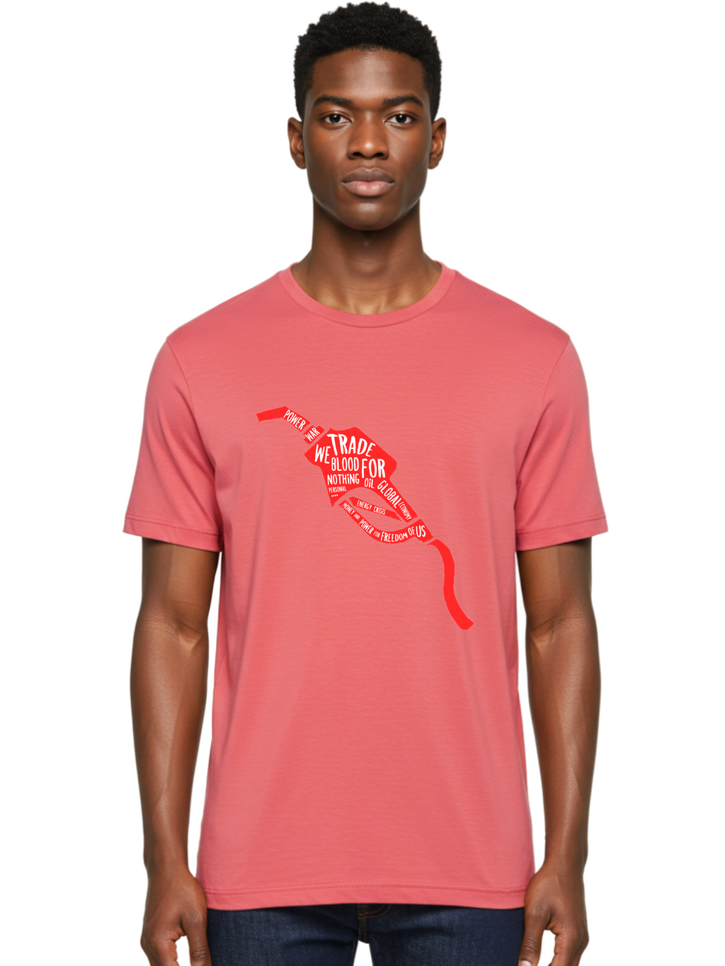 Blood Oil Men'S Graphic Tee, 100% Cotton, Comfortable Casual Summer Wear, Machine Washable, Protest Art, Social Commentary, Oil And Power, Global Economy, War And Energy Crisis, Power Of Money And Freedom Aae150
