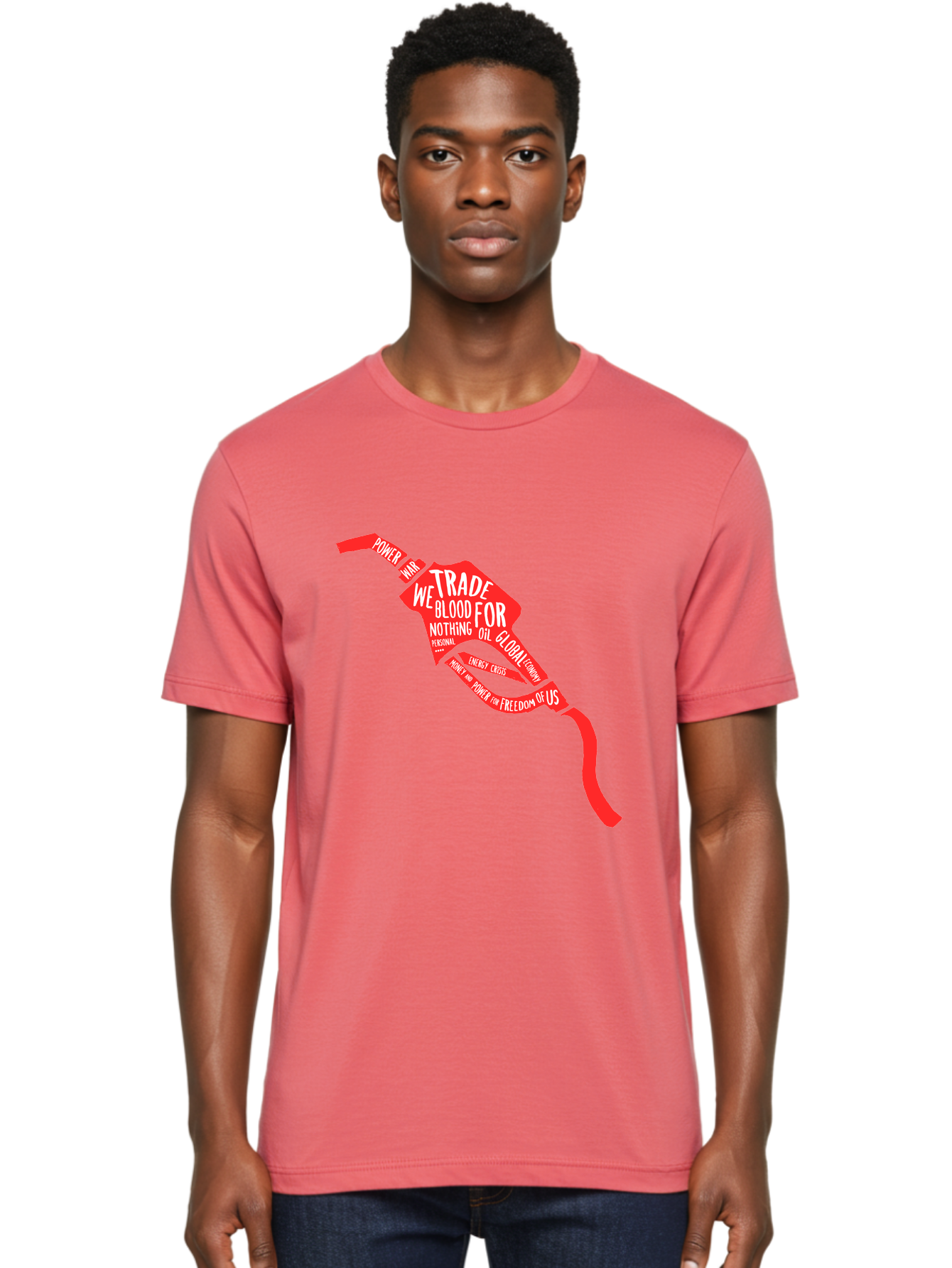 Blood Oil Men'S Graphic Tee, 100% Cotton, Comfortable Casual Summer Wear, Machine Washable, Protest Art, Social Commentary, Oil And Power, Global Economy, War And Energy Crisis, Power Of Money And Freedom Aae150
