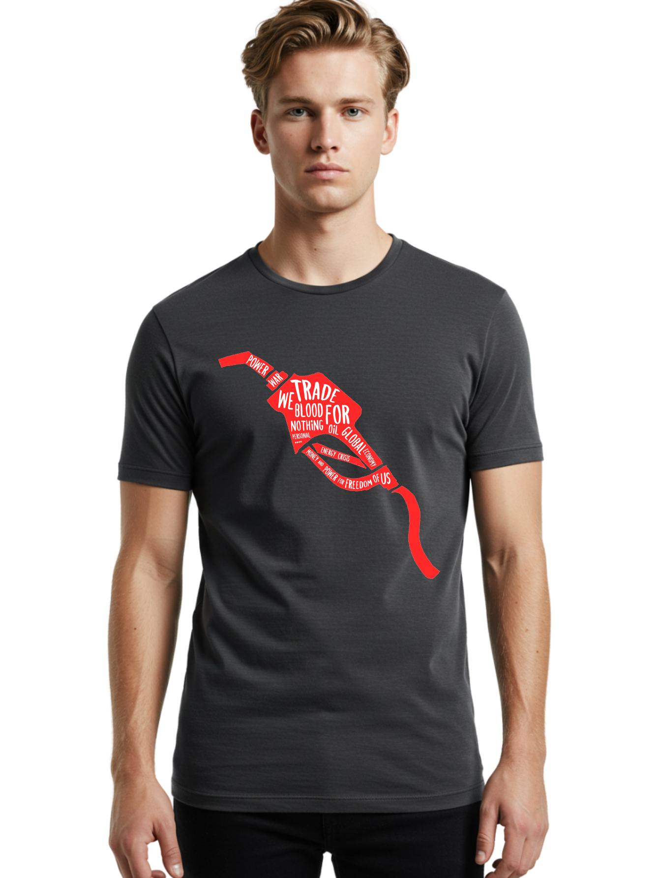 Blood Oil Men'S Graphic Tee, 100% Cotton, Comfortable Casual Summer Wear, Machine Washable, Protest Art, Social Commentary, Oil And Power, Global Economy, War And Energy Crisis, Power Of Money And Freedom Aae150