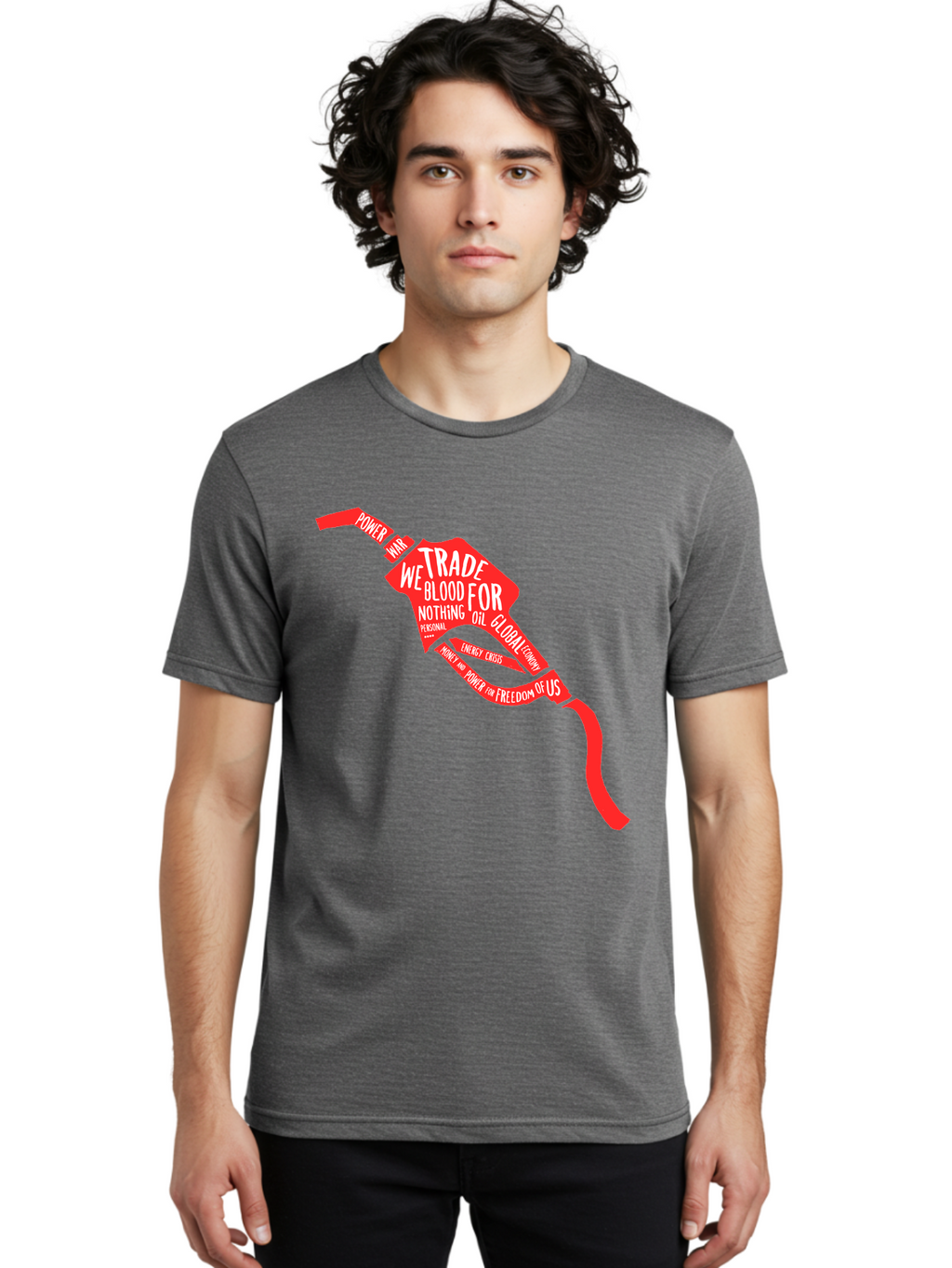 Blood Oil Men'S Graphic Tee, 100% Cotton, Comfortable Casual Summer Wear, Machine Washable, Protest Art, Social Commentary, Oil And Power, Global Economy, War And Energy Crisis, Power Of Money And Freedom Aae150