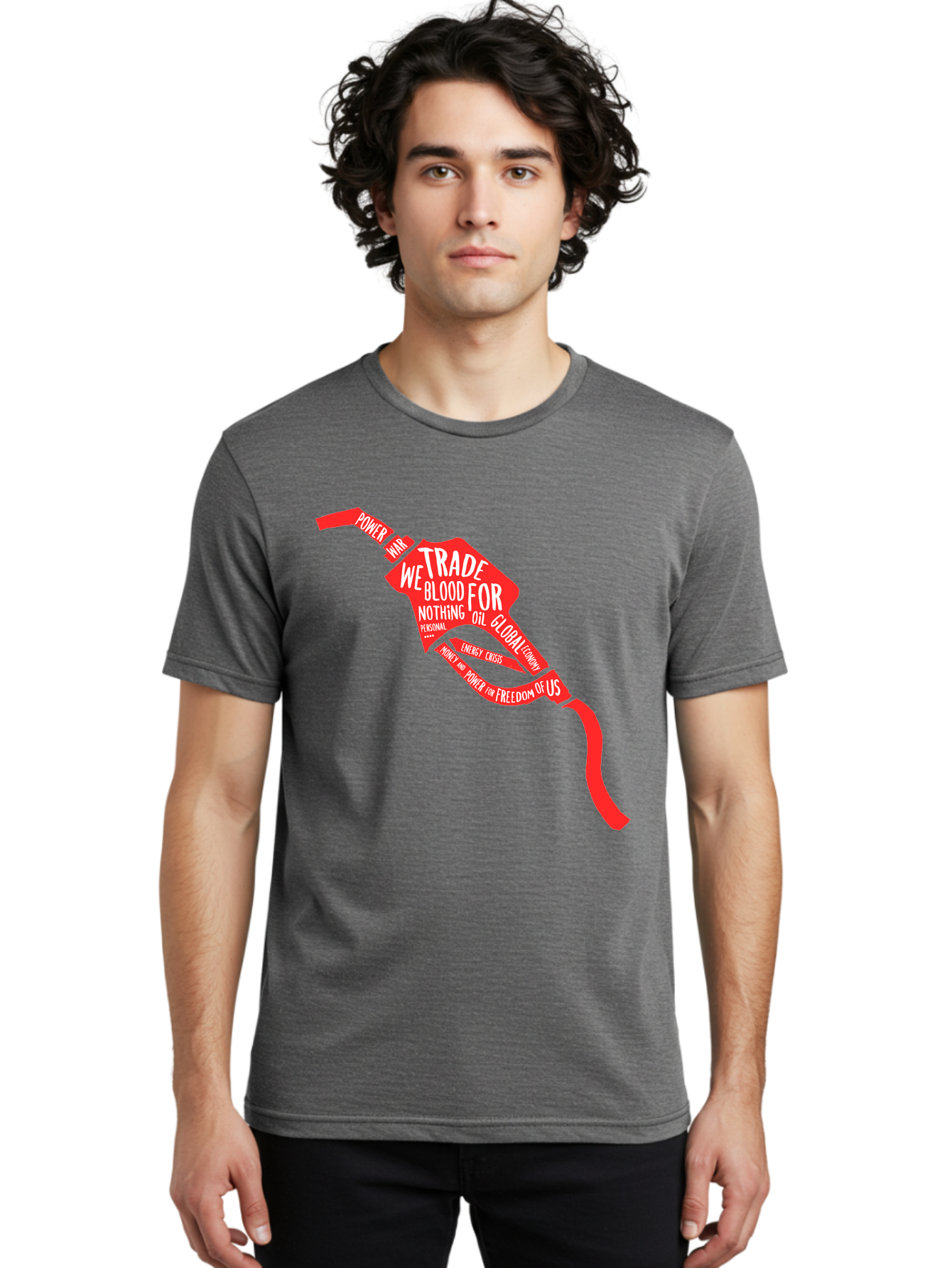 Blood Oil Men'S Graphic Tee, 100% Cotton, Comfortable Casual Summer Wear, Machine Washable, Protest Art, Social Commentary, Oil And Power, Global Economy, War And Energy Crisis, Power Of Money And Freedom Aae150