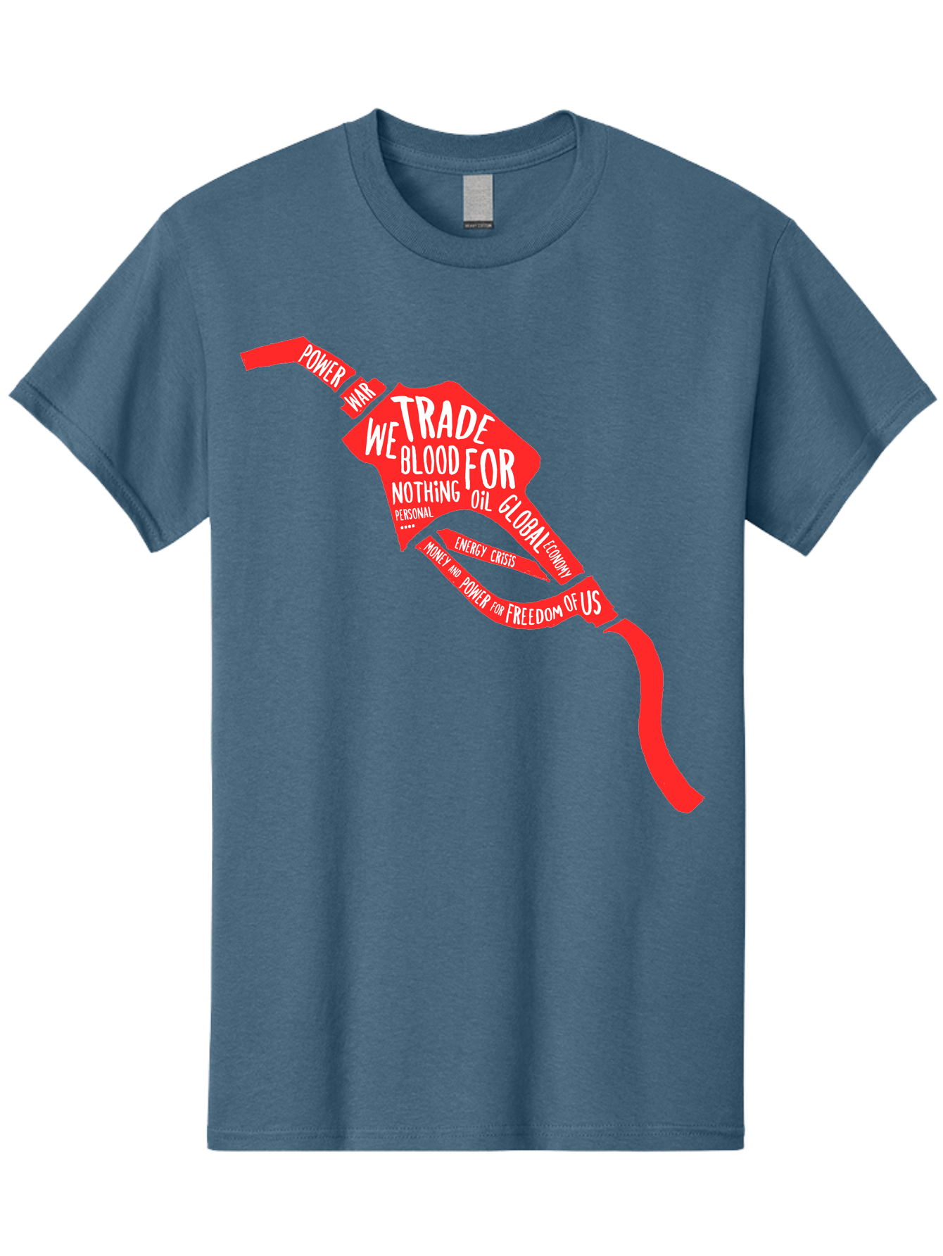 Blood Oil Men'S Graphic Tee, 100% Cotton, Comfortable Casual Summer Wear, Machine Washable, Protest Art, Social Commentary, Oil And Power, Global Economy, War And Energy Crisis, Power Of Money And Freedom Aae150