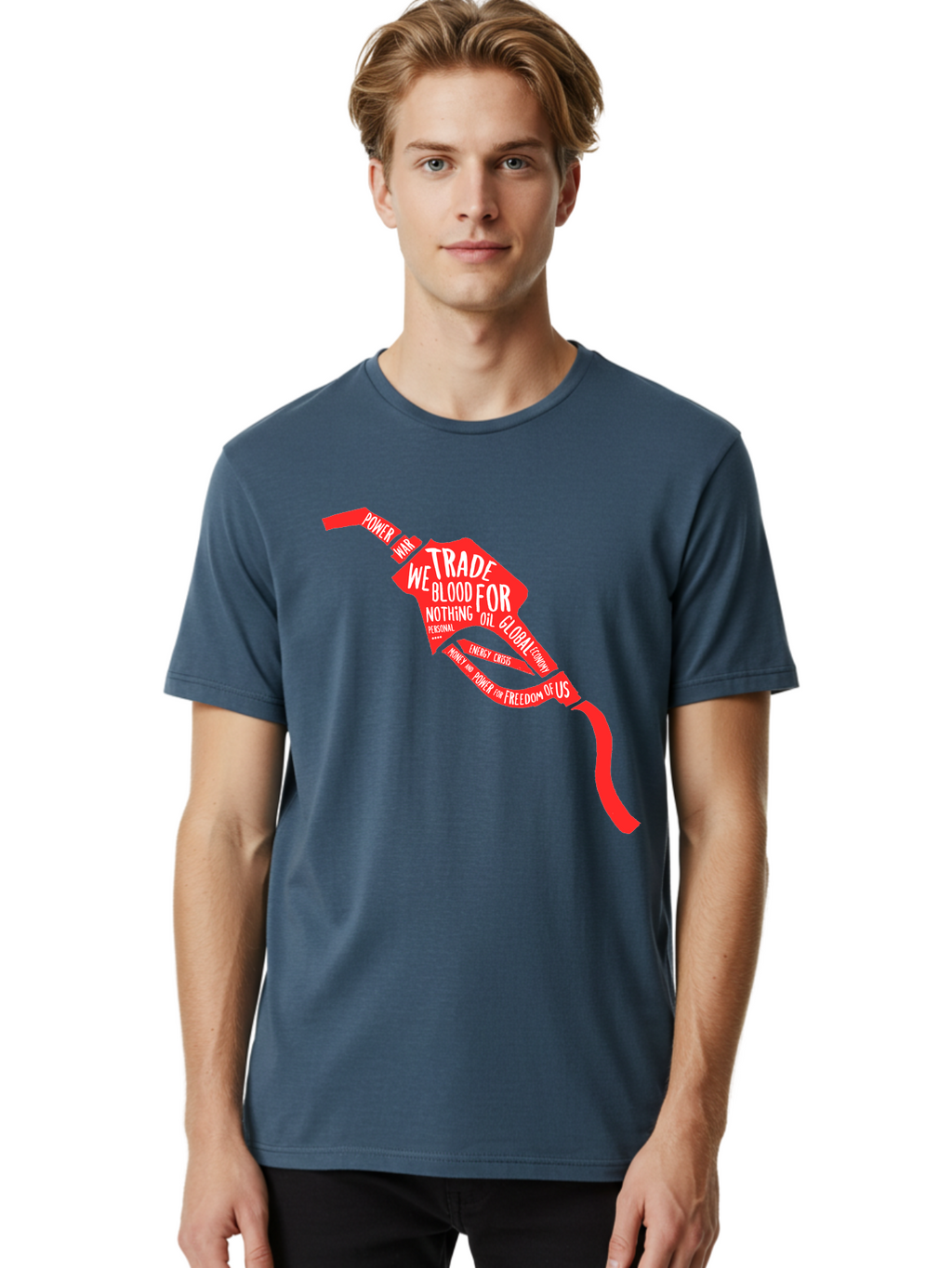 Blood Oil Men'S Graphic Tee, 100% Cotton, Comfortable Casual Summer Wear, Machine Washable, Protest Art, Social Commentary, Oil And Power, Global Economy, War And Energy Crisis, Power Of Money And Freedom Aae150
