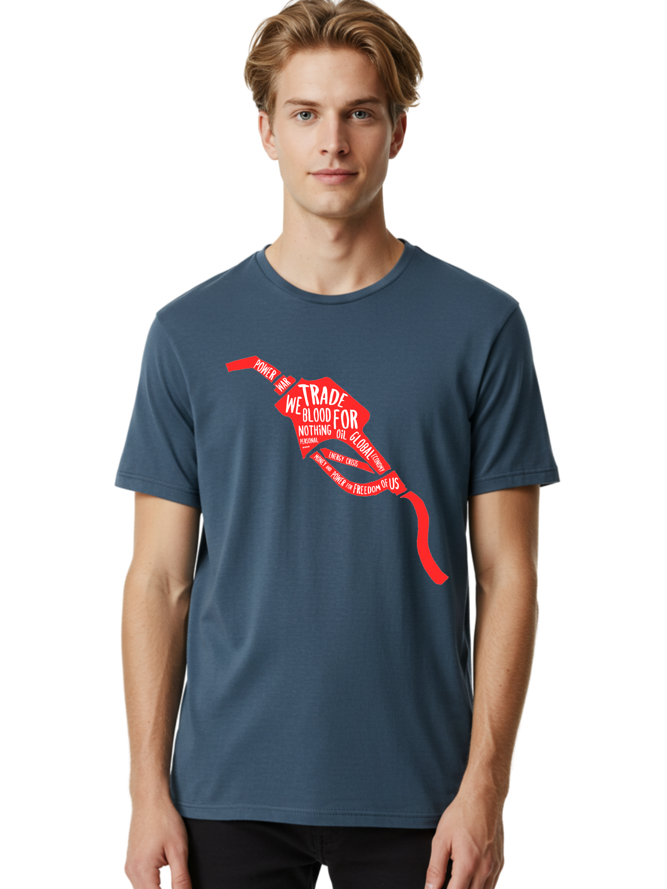 Blood Oil Men'S Graphic Tee, 100% Cotton, Comfortable Casual Summer Wear, Machine Washable, Protest Art, Social Commentary, Oil And Power, Global Economy, War And Energy Crisis, Power Of Money And Freedom Aae150
