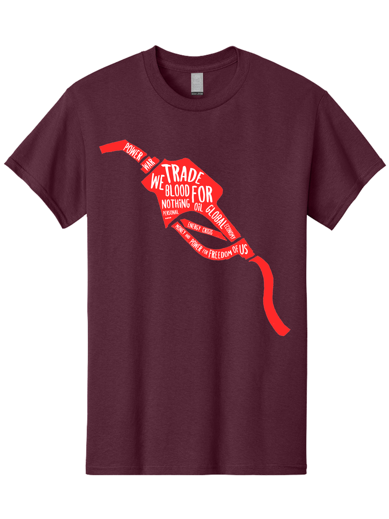 Blood Oil Men'S Graphic Tee, 100% Cotton, Comfortable Casual Summer Wear, Machine Washable, Protest Art, Social Commentary, Oil And Power, Global Economy, War And Energy Crisis, Power Of Money And Freedom Aae150