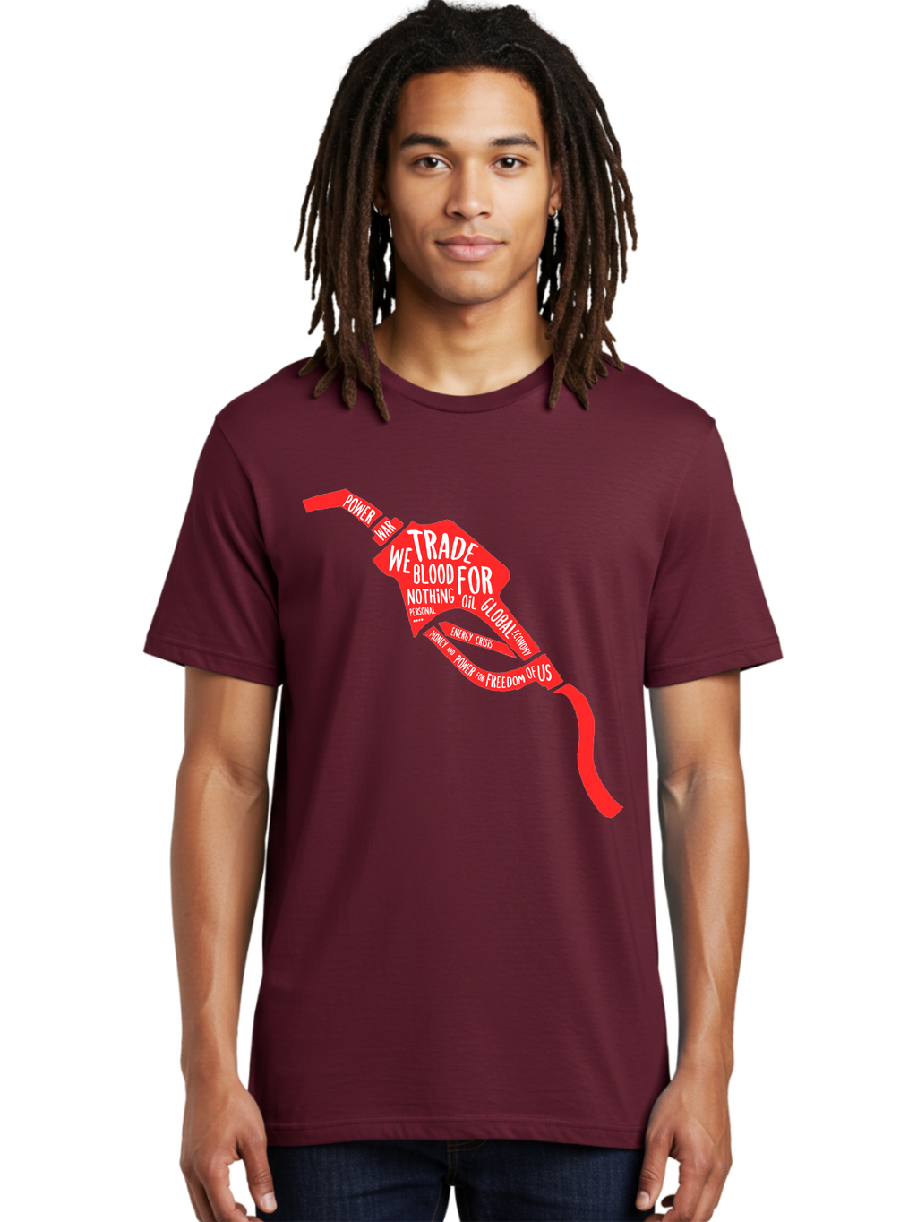 Blood Oil Men'S Graphic Tee, 100% Cotton, Comfortable Casual Summer Wear, Machine Washable, Protest Art, Social Commentary, Oil And Power, Global Economy, War And Energy Crisis, Power Of Money And Freedom Aae150