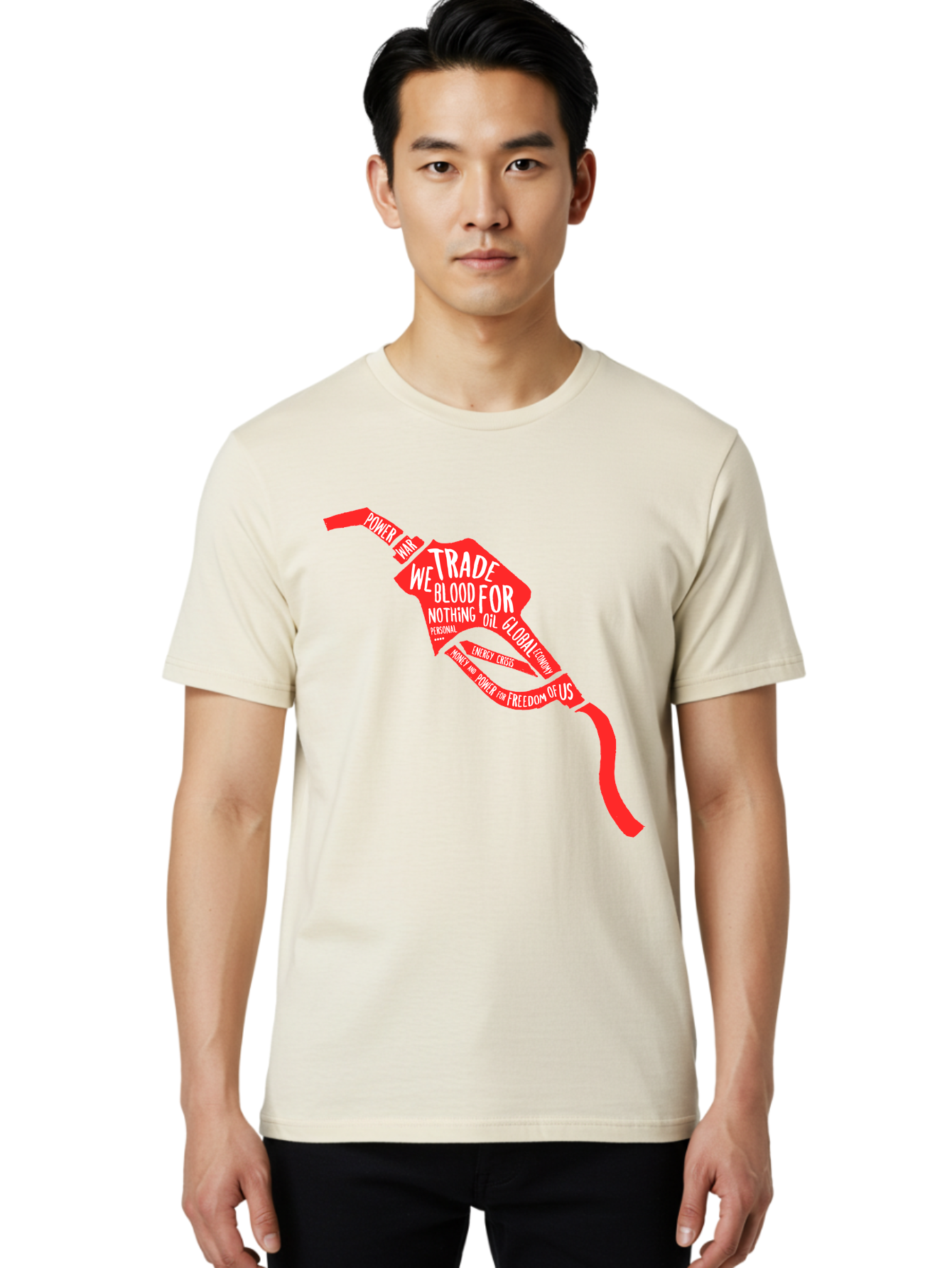 Blood Oil Men'S Graphic Tee, 100% Cotton, Comfortable Casual Summer Wear, Machine Washable, Protest Art, Social Commentary, Oil And Power, Global Economy, War And Energy Crisis, Power Of Money And Freedom Aae150