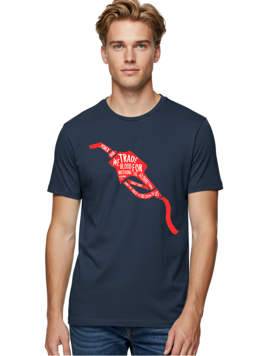 Blood Oil Men'S Graphic Tee, 100% Cotton, Comfortable Casual Summer Wear, Machine Washable, Protest Art, Social Commentary, Oil And Power, Global Economy, War And Energy Crisis, Power Of Money And Freedom Aae150