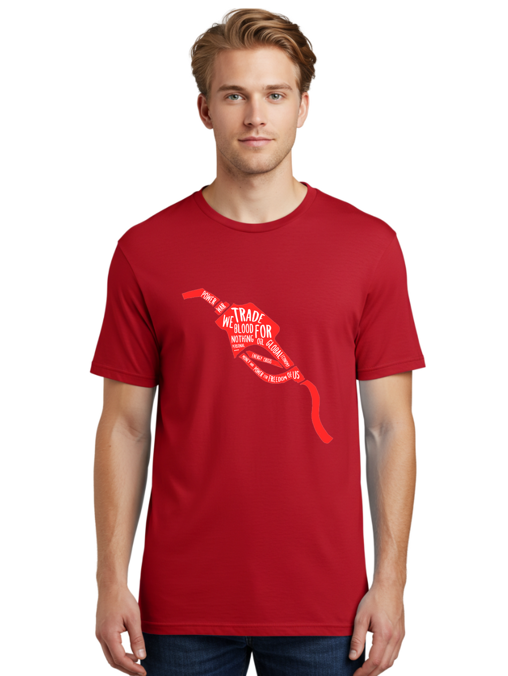 Blood Oil Men'S Graphic Tee, 100% Cotton, Comfortable Casual Summer Wear, Machine Washable, Protest Art, Social Commentary, Oil And Power, Global Economy, War And Energy Crisis, Power Of Money And Freedom Aae150