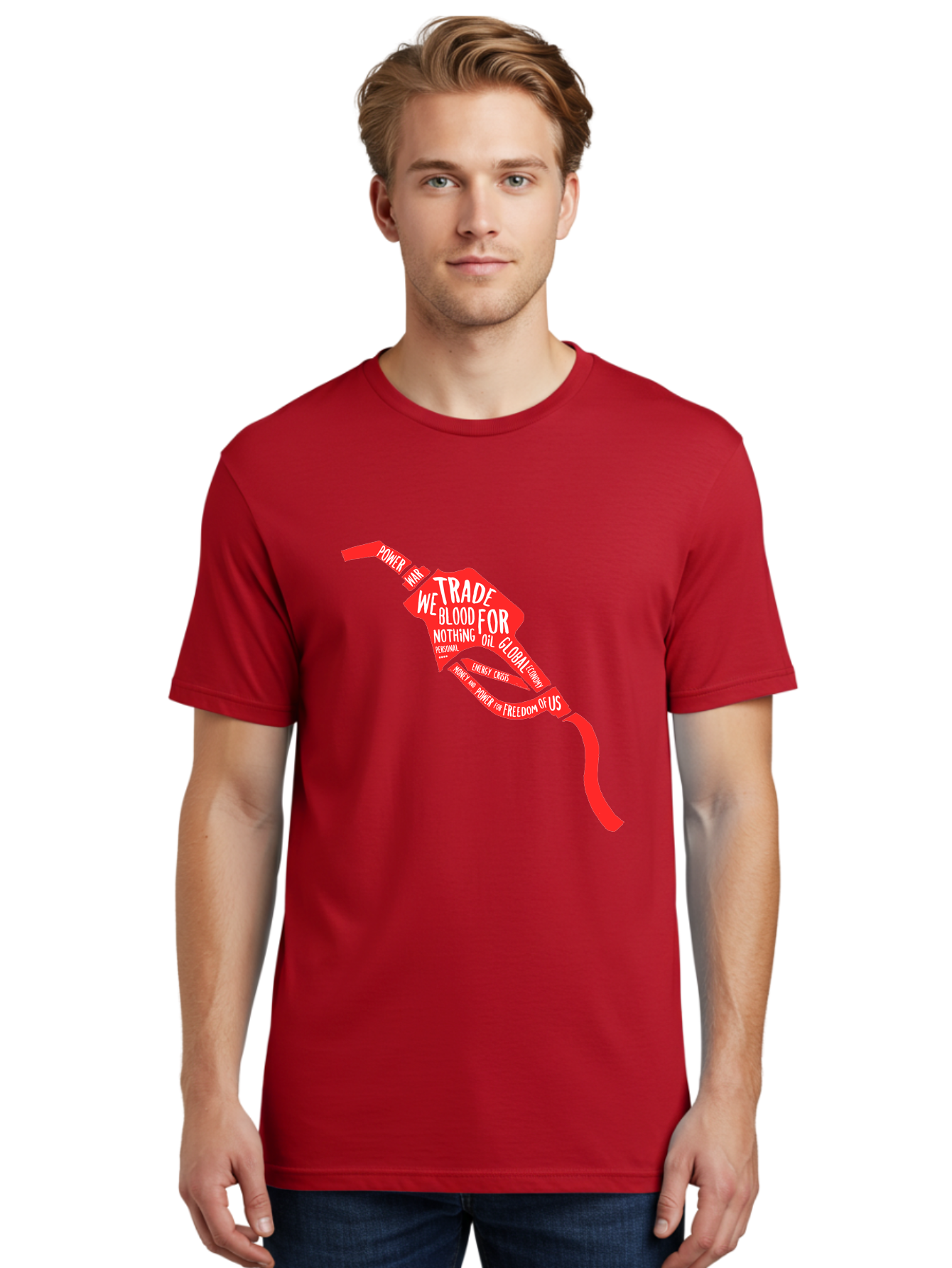 Blood Oil Men'S Graphic Tee, 100% Cotton, Comfortable Casual Summer Wear, Machine Washable, Protest Art, Social Commentary, Oil And Power, Global Economy, War And Energy Crisis, Power Of Money And Freedom Aae150