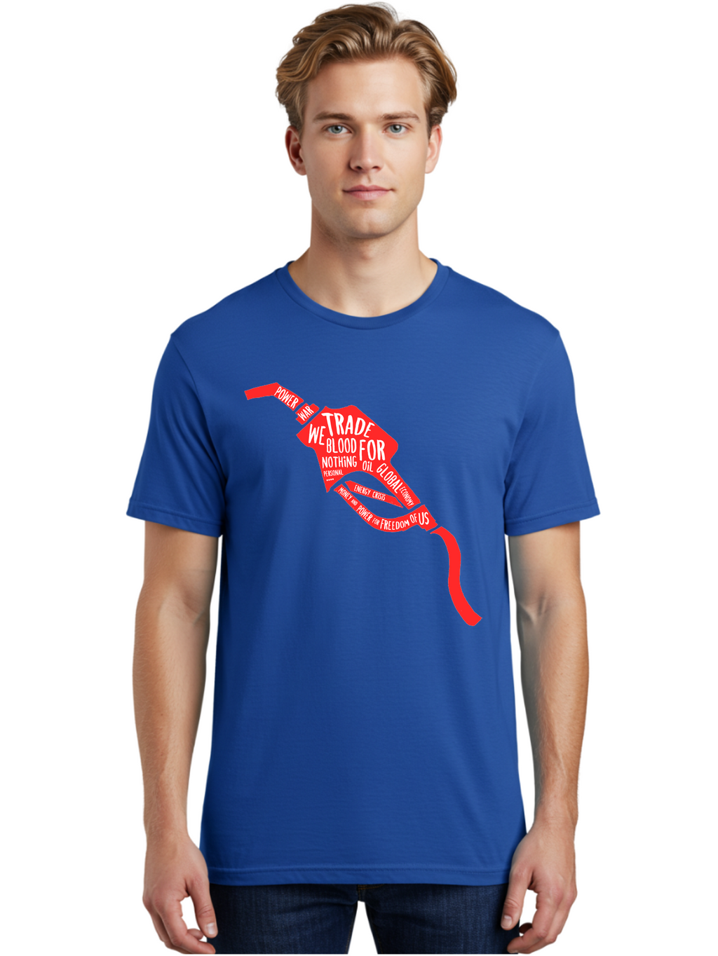 Blood Oil Men'S Graphic Tee, 100% Cotton, Comfortable Casual Summer Wear, Machine Washable, Protest Art, Social Commentary, Oil And Power, Global Economy, War And Energy Crisis, Power Of Money And Freedom Aae150