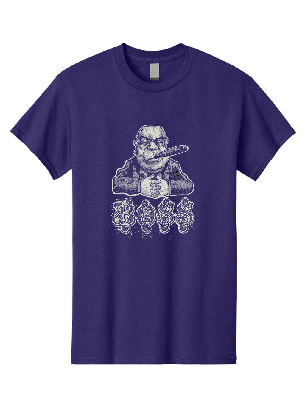 Boss Gangster Men'S Graphic Tee, 100% Cotton, Comfortable Casual Summer Wear, Machine Washable, Gangster With Cigar, Leader Figure, Tattooed Man, Cigar Smoker, Tough Guy Image, Powerful Stance, Bold Typography, Stylized Lettering Aae152