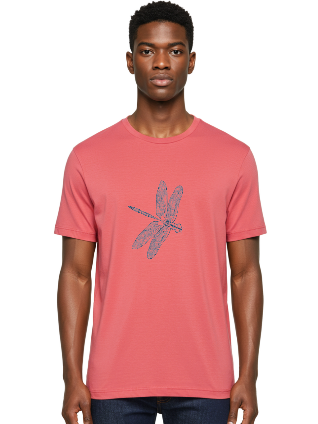 Botanical Dragonfly Art Men'S Graphic Tee, 100% Cotton, Comfortable Casual Summer Wear, Machine Washable, Dragonfly, Delicate Wings, Intricate Design, Abstract Art, Insect Illustration, Detailed Drawing, Nature-Inspired Aae154
