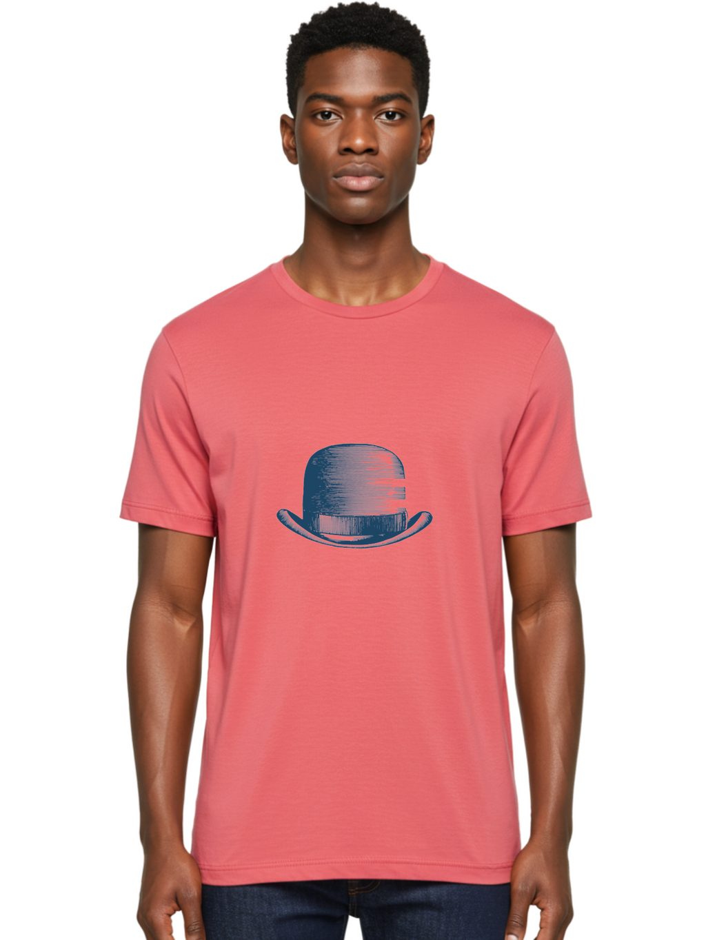 Bowler-Hat Men'S Graphic Tee, 100% Cotton, Comfortable Casual Summer Wear, Machine Washable, Bowler Hat, Classic Fashion, Vintage Style, Gentleman'S Accessory, Luxury Hat, Iconic Design, Retro Charm Aae156