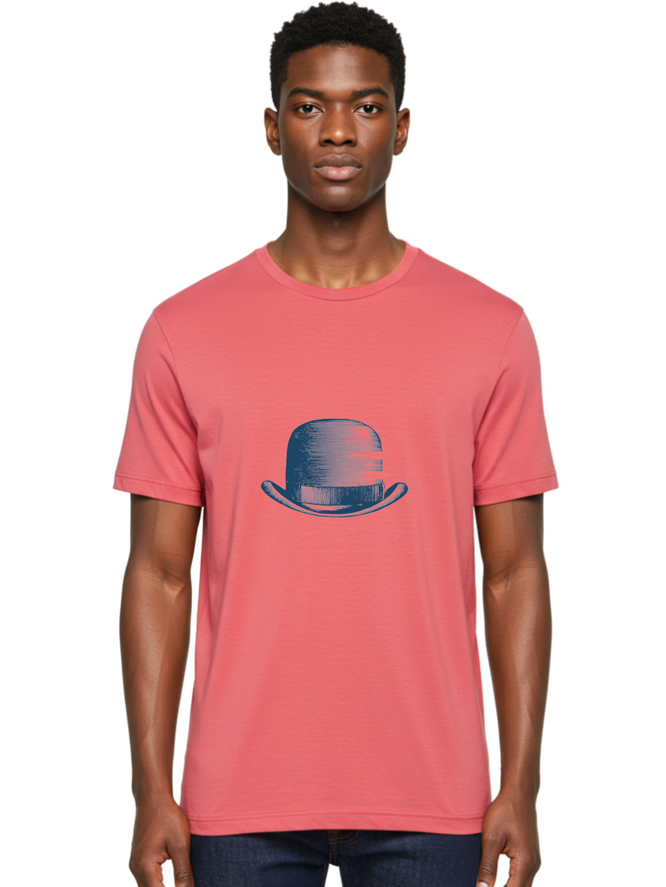 Bowler-Hat Men'S Graphic Tee, 100% Cotton, Comfortable Casual Summer Wear, Machine Washable, Bowler Hat, Classic Fashion, Vintage Style, Gentleman'S Accessory, Luxury Hat, Iconic Design, Retro Charm Aae156
