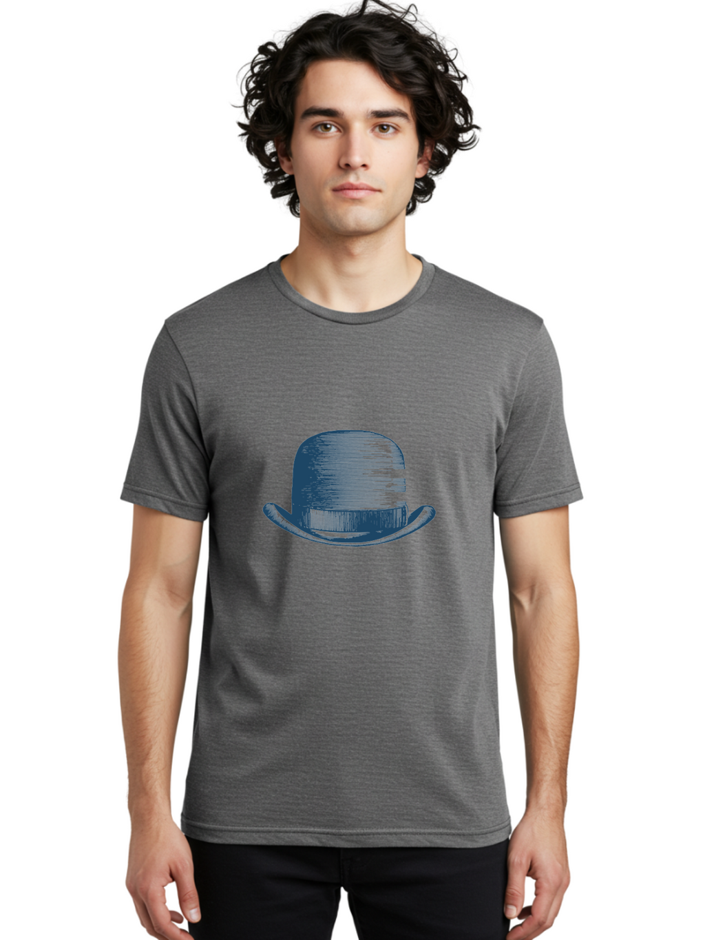 Bowler-Hat Men'S Graphic Tee, 100% Cotton, Comfortable Casual Summer Wear, Machine Washable, Bowler Hat, Classic Fashion, Vintage Style, Gentleman'S Accessory, Luxury Hat, Iconic Design, Retro Charm Aae156