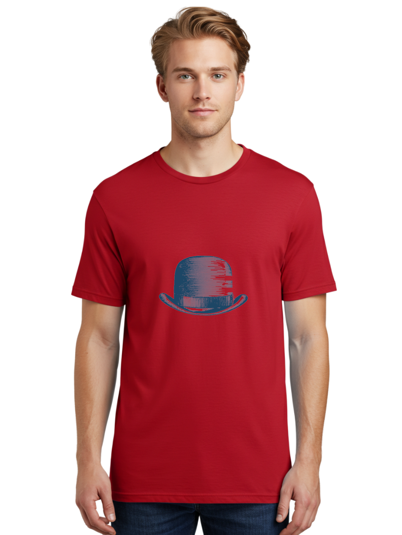 Bowler-Hat Men'S Graphic Tee, 100% Cotton, Comfortable Casual Summer Wear, Machine Washable, Bowler Hat, Classic Fashion, Vintage Style, Gentleman'S Accessory, Luxury Hat, Iconic Design, Retro Charm Aae156