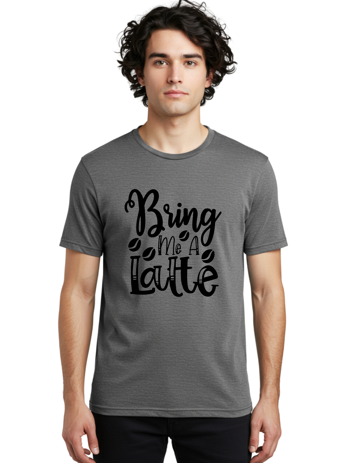 Bring Me A Latte Men'S Graphic Tee, 100% Cotton, Comfortable Casual Summer Wear, Machine Washable, Coffee Quotes, Latte Art, Coffee Lover, Caffeine Fix, Morning Coffee, Coffee Break, Coffee Beans, Latte Design Aae157