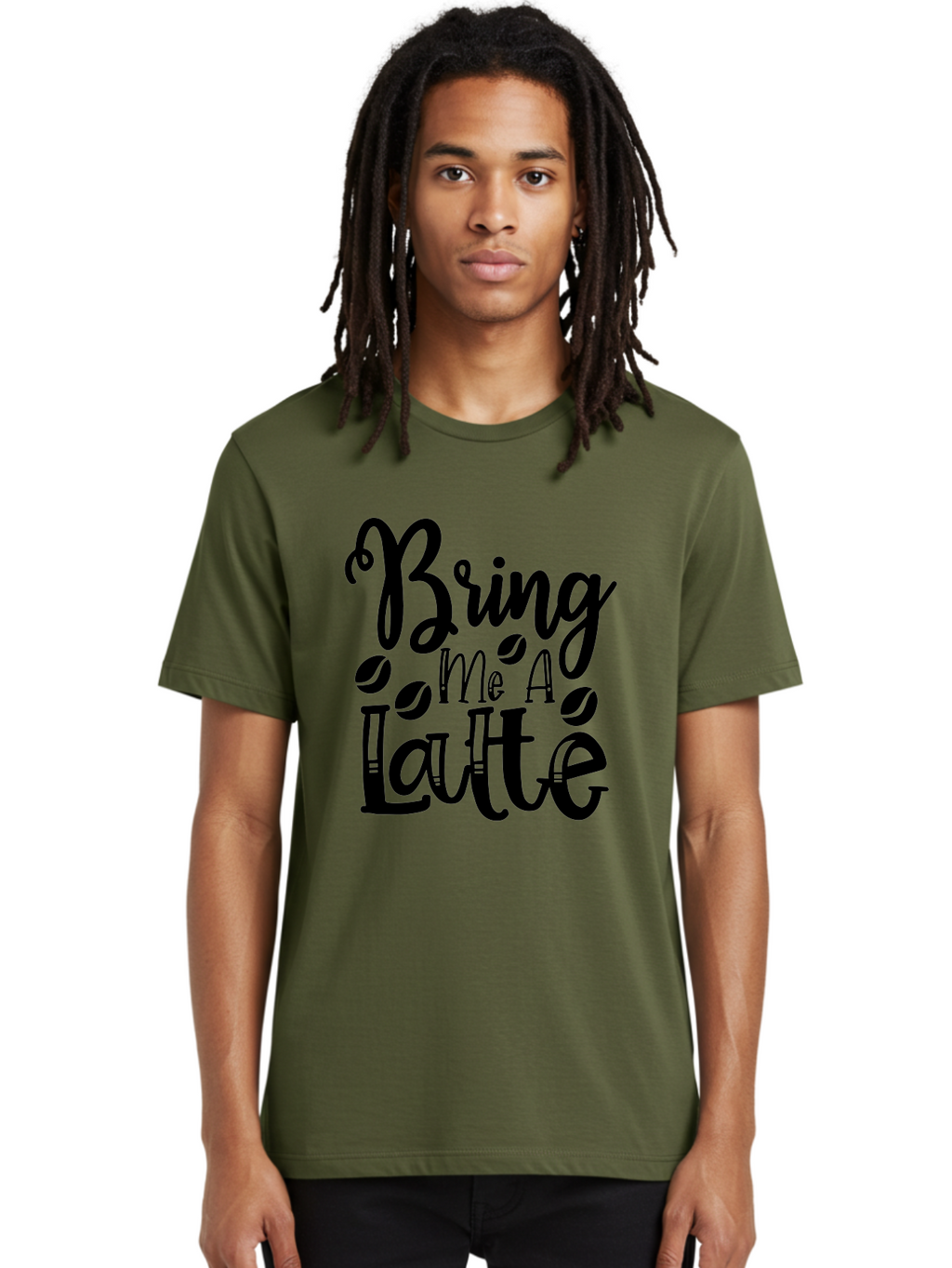 Bring Me A Latte Men'S Graphic Tee, 100% Cotton, Comfortable Casual Summer Wear, Machine Washable, Coffee Quotes, Latte Art, Coffee Lover, Caffeine Fix, Morning Coffee, Coffee Break, Coffee Beans, Latte Design Aae157