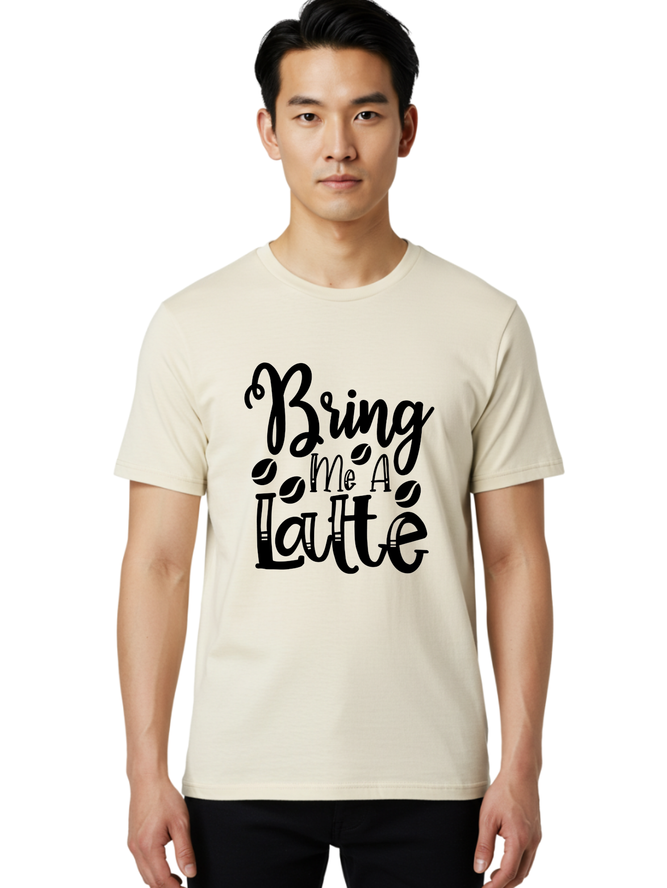 Bring Me A Latte Men'S Graphic Tee, 100% Cotton, Comfortable Casual Summer Wear, Machine Washable, Coffee Quotes, Latte Art, Coffee Lover, Caffeine Fix, Morning Coffee, Coffee Break, Coffee Beans, Latte Design Aae157