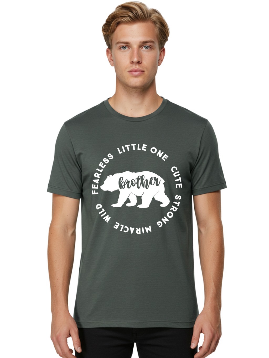 Brother Bear White Men'S Graphic Tee, 100% Cotton, Comfortable Casual Summer Wear, Machine Washable, Brother Bear, Bear Silhouette, Cute Brother, Wild Child, Miracle Boy, Fearless Kid, Strong Brother, Little One, Brother Bear Graphics, Aae158