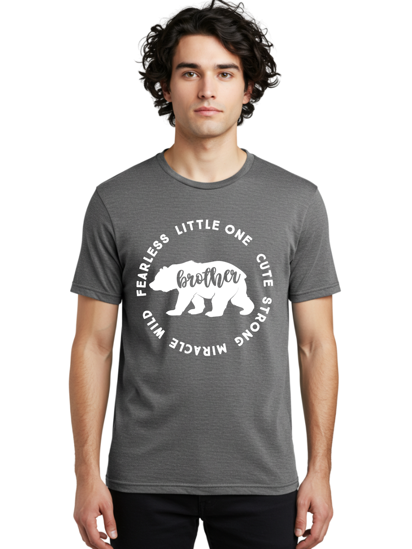 Brother Bear White Men'S Graphic Tee, 100% Cotton, Comfortable Casual Summer Wear, Machine Washable, Brother Bear, Bear Silhouette, Cute Brother, Wild Child, Miracle Boy, Fearless Kid, Strong Brother, Little One, Brother Bear Graphics, Aae158