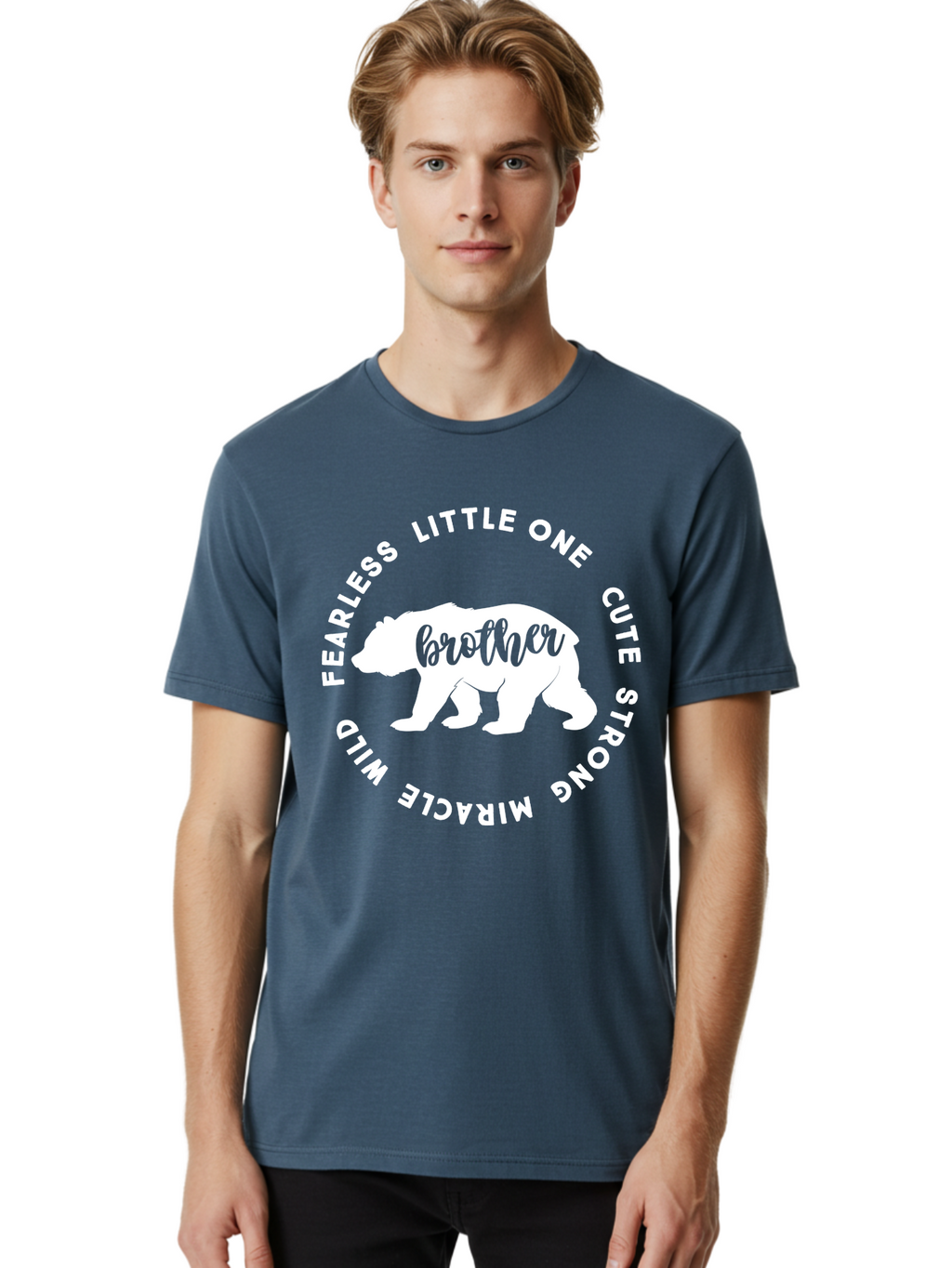 Brother Bear White Men'S Graphic Tee, 100% Cotton, Comfortable Casual Summer Wear, Machine Washable, Brother Bear, Bear Silhouette, Cute Brother, Wild Child, Miracle Boy, Fearless Kid, Strong Brother, Little One, Brother Bear Graphics, Aae158