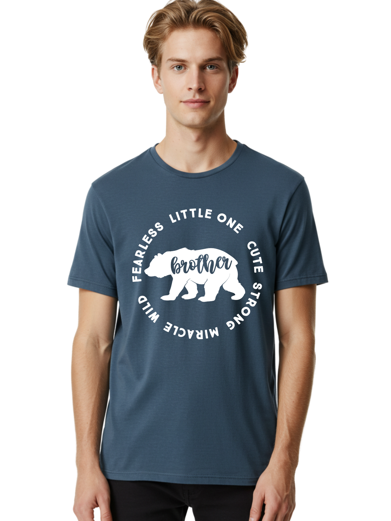 Brother Bear White Men'S Graphic Tee, 100% Cotton, Comfortable Casual Summer Wear, Machine Washable, Brother Bear, Bear Silhouette, Cute Brother, Wild Child, Miracle Boy, Fearless Kid, Strong Brother, Little One, Brother Bear Graphics, Aae158