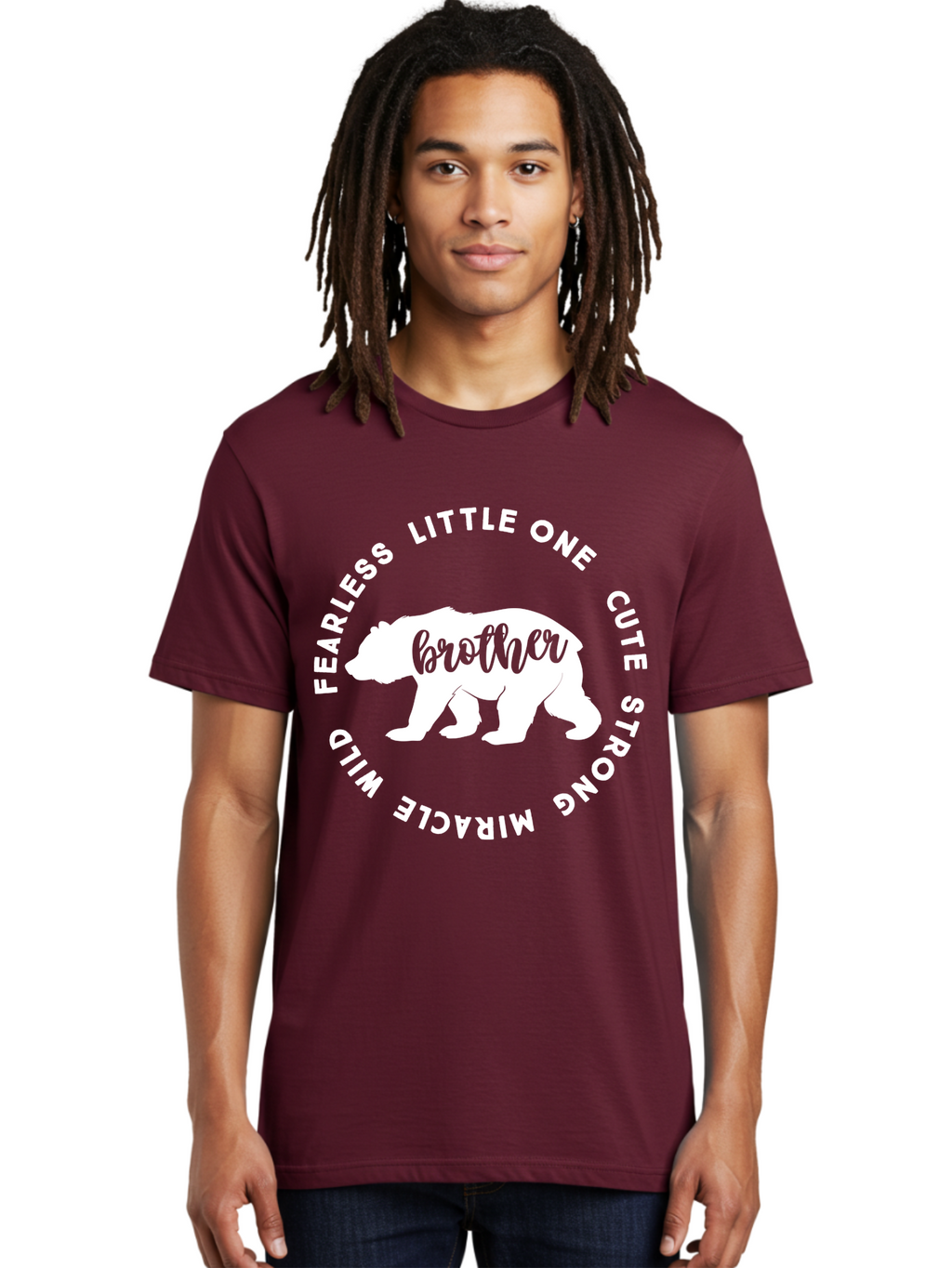 Brother Bear White Men'S Graphic Tee, 100% Cotton, Comfortable Casual Summer Wear, Machine Washable, Brother Bear, Bear Silhouette, Cute Brother, Wild Child, Miracle Boy, Fearless Kid, Strong Brother, Little One, Brother Bear Graphics, Aae158
