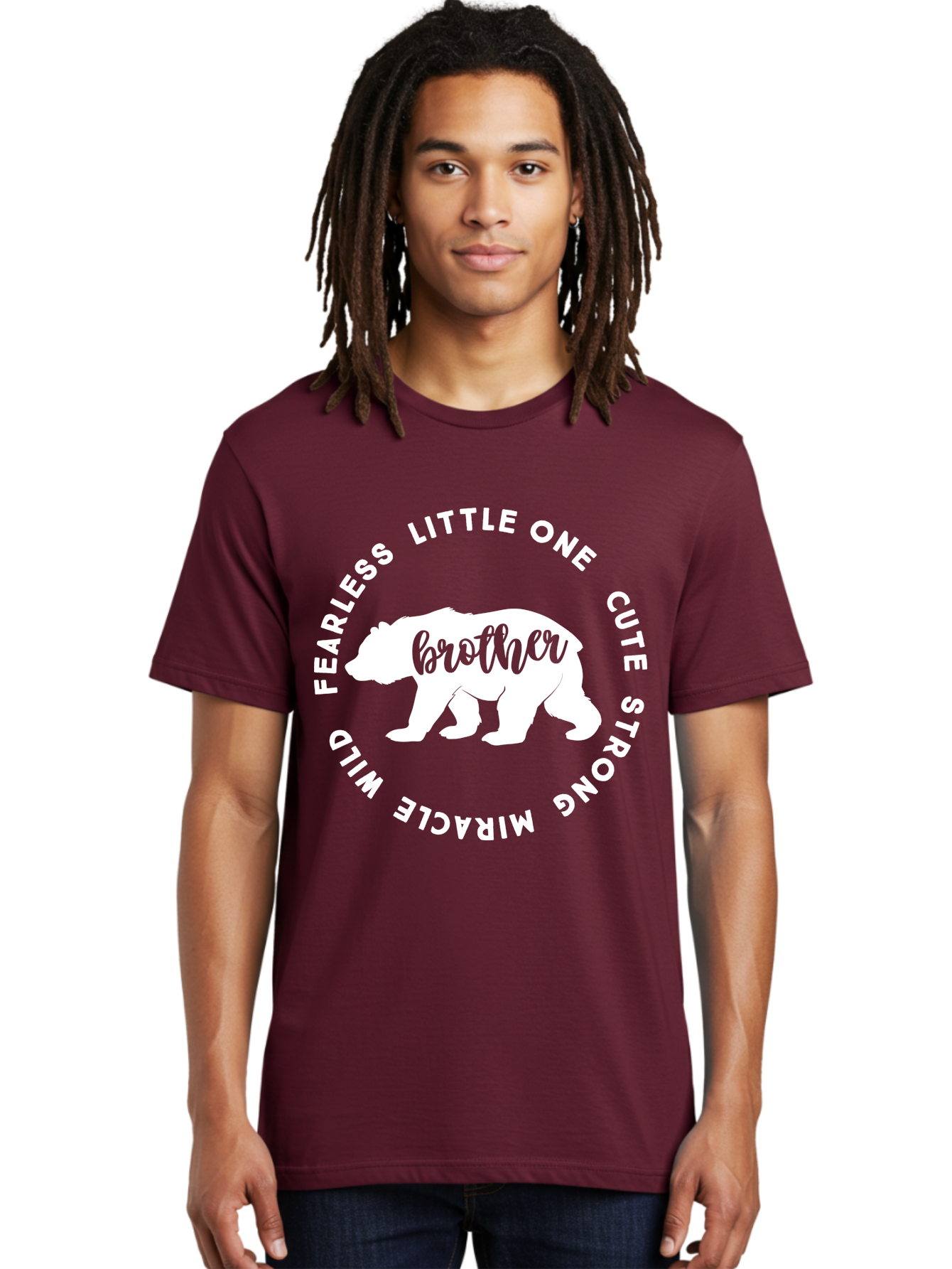 Brother Bear White Men'S Graphic Tee, 100% Cotton, Comfortable Casual Summer Wear, Machine Washable, Brother Bear, Bear Silhouette, Cute Brother, Wild Child, Miracle Boy, Fearless Kid, Strong Brother, Little One, Brother Bear Graphics, Aae158