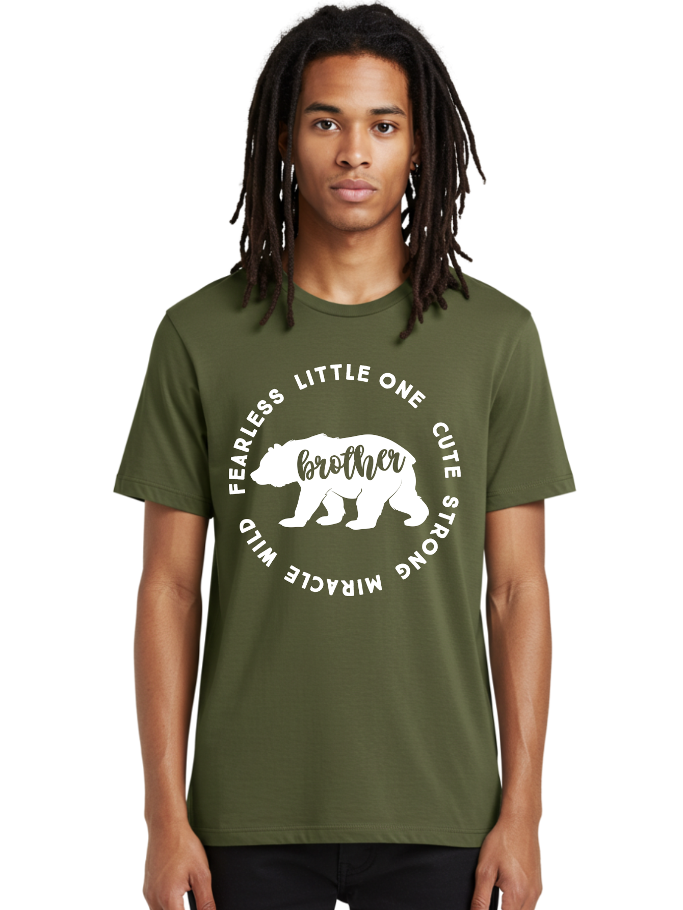 Brother Bear White Men'S Graphic Tee, 100% Cotton, Comfortable Casual Summer Wear, Machine Washable, Brother Bear, Bear Silhouette, Cute Brother, Wild Child, Miracle Boy, Fearless Kid, Strong Brother, Little One, Brother Bear Graphics, Aae158