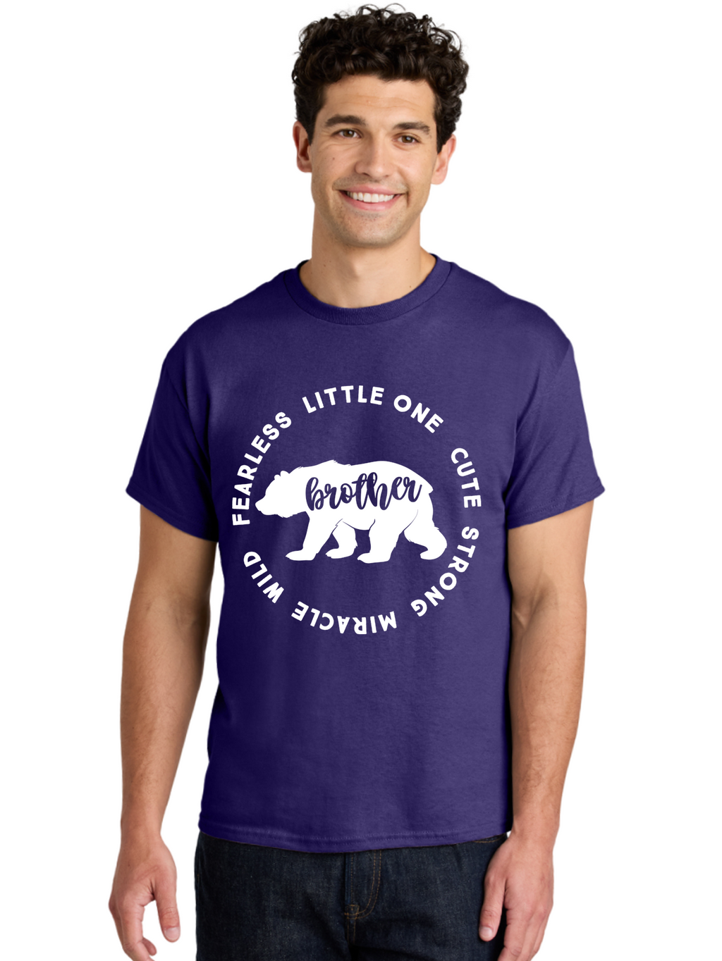 Brother Bear White Men'S Graphic Tee, 100% Cotton, Comfortable Casual Summer Wear, Machine Washable, Brother Bear, Bear Silhouette, Cute Brother, Wild Child, Miracle Boy, Fearless Kid, Strong Brother, Little One, Brother Bear Graphics, Aae158