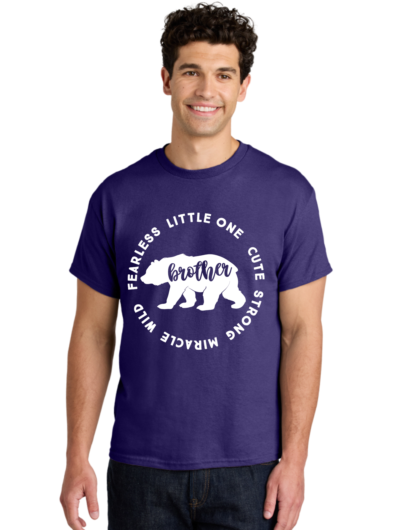Brother Bear White Men'S Graphic Tee, 100% Cotton, Comfortable Casual Summer Wear, Machine Washable, Brother Bear, Bear Silhouette, Cute Brother, Wild Child, Miracle Boy, Fearless Kid, Strong Brother, Little One, Brother Bear Graphics, Aae158