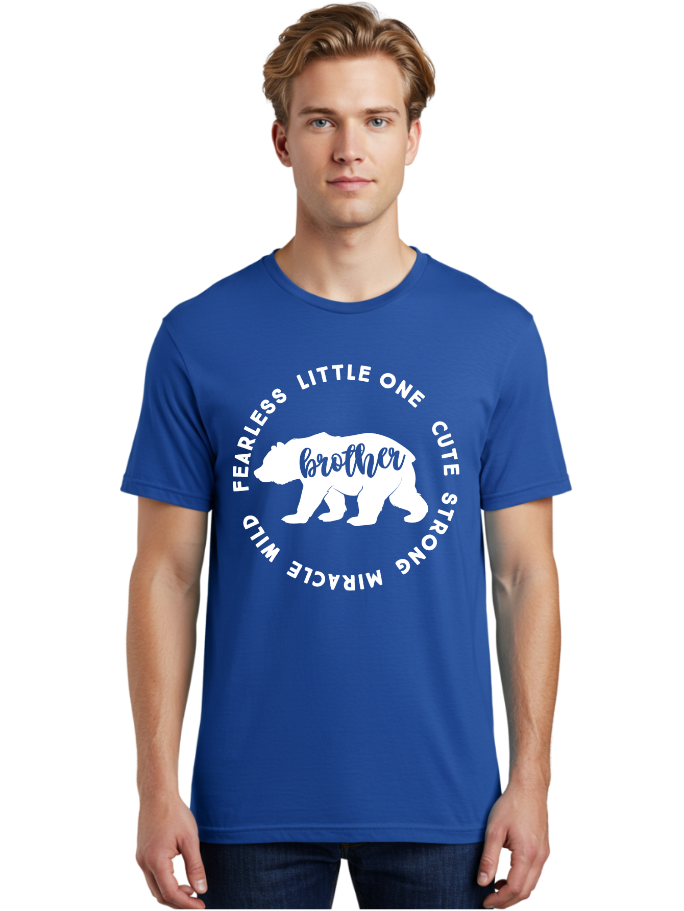 Brother Bear White Men'S Graphic Tee, 100% Cotton, Comfortable Casual Summer Wear, Machine Washable, Brother Bear, Bear Silhouette, Cute Brother, Wild Child, Miracle Boy, Fearless Kid, Strong Brother, Little One, Brother Bear Graphics, Aae158