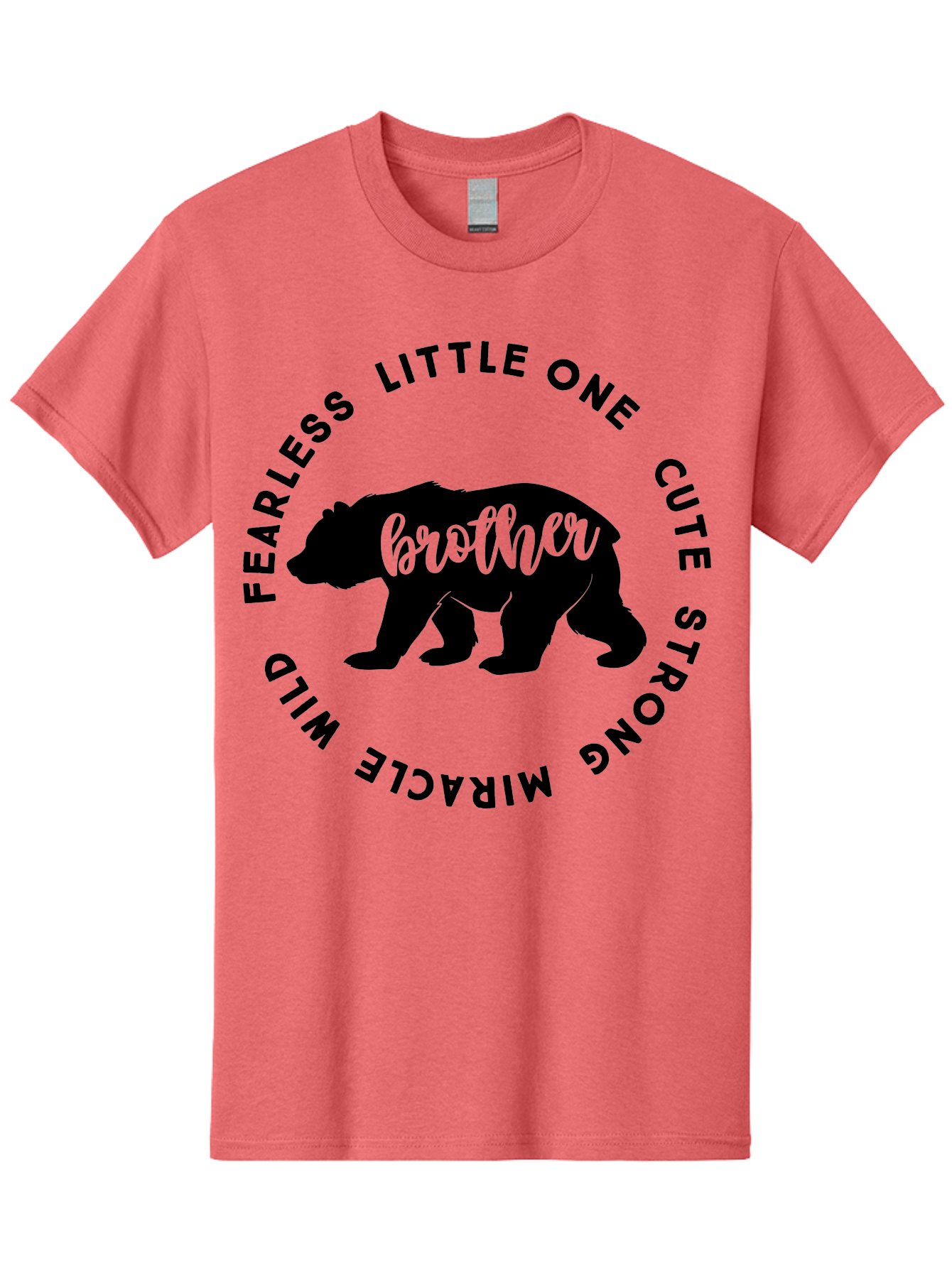 Brother Bear Men'S Graphic Tee, 100% Cotton, Comfortable Casual Summer Wear, Machine Washable, Brother Bear Design, Bear Silhouette, Cute Bear Graphic, Strong Brother Quote, Fearless Little One, Wild Miracle, Custom Brother Gift, Aae159
