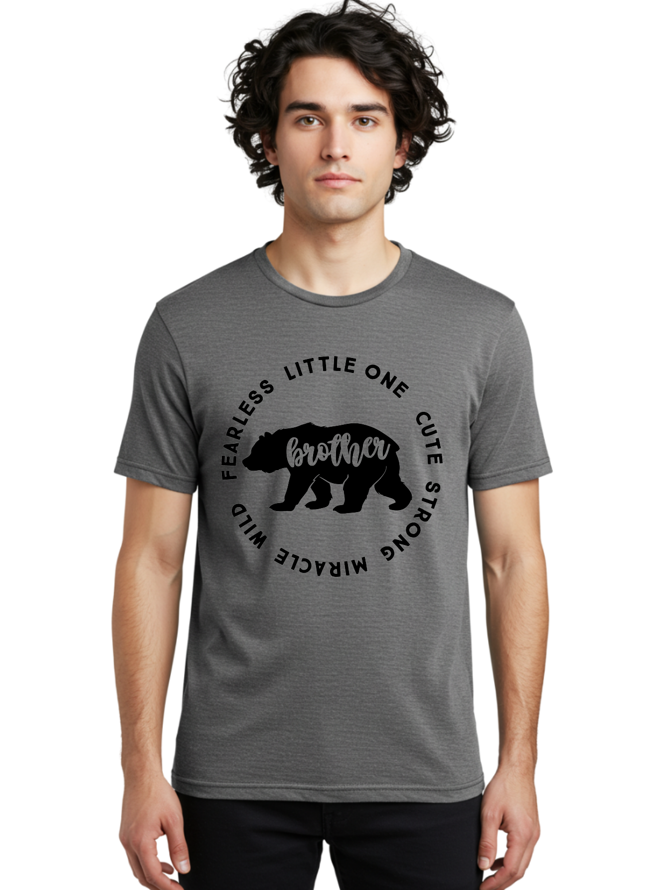 Brother Bear Men'S Graphic Tee, 100% Cotton, Comfortable Casual Summer Wear, Machine Washable, Brother Bear Design, Bear Silhouette, Cute Bear Graphic, Strong Brother Quote, Fearless Little One, Wild Miracle, Custom Brother Gift, Aae159