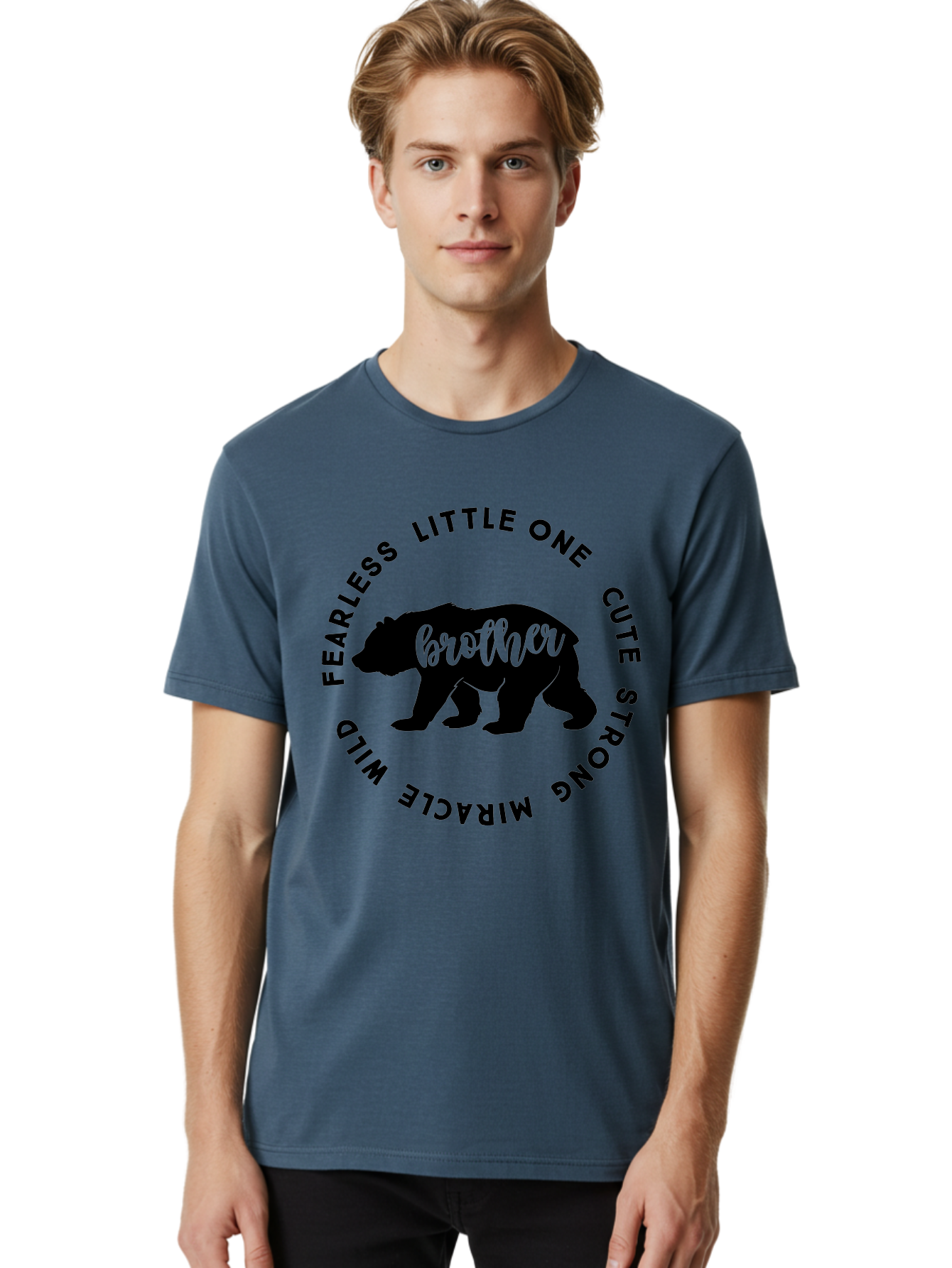 Brother Bear Men'S Graphic Tee, 100% Cotton, Comfortable Casual Summer Wear, Machine Washable, Brother Bear Design, Bear Silhouette, Cute Bear Graphic, Strong Brother Quote, Fearless Little One, Wild Miracle, Custom Brother Gift, Aae159