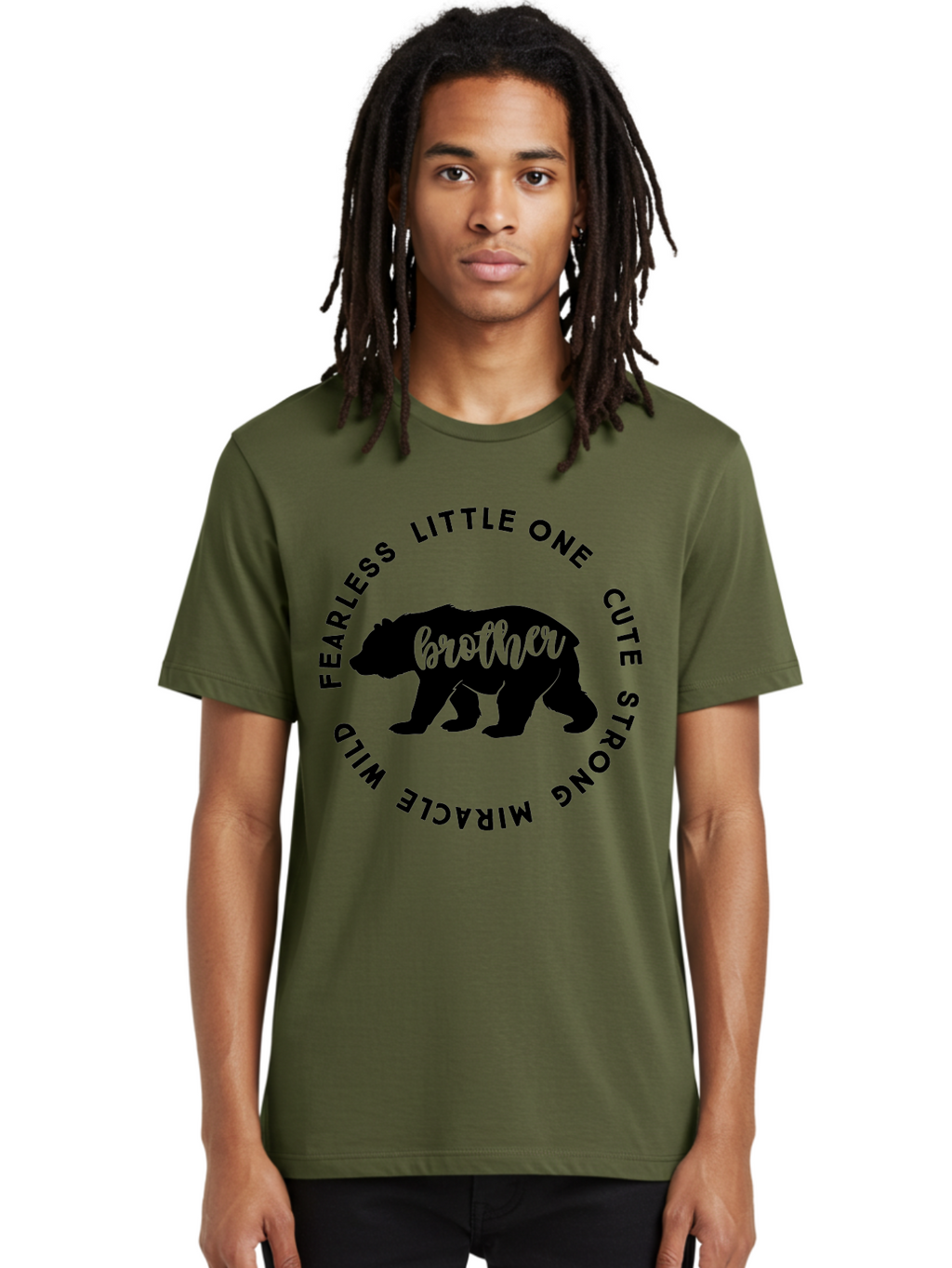 Brother Bear Men'S Graphic Tee, 100% Cotton, Comfortable Casual Summer Wear, Machine Washable, Brother Bear Design, Bear Silhouette, Cute Bear Graphic, Strong Brother Quote, Fearless Little One, Wild Miracle, Custom Brother Gift, Aae159