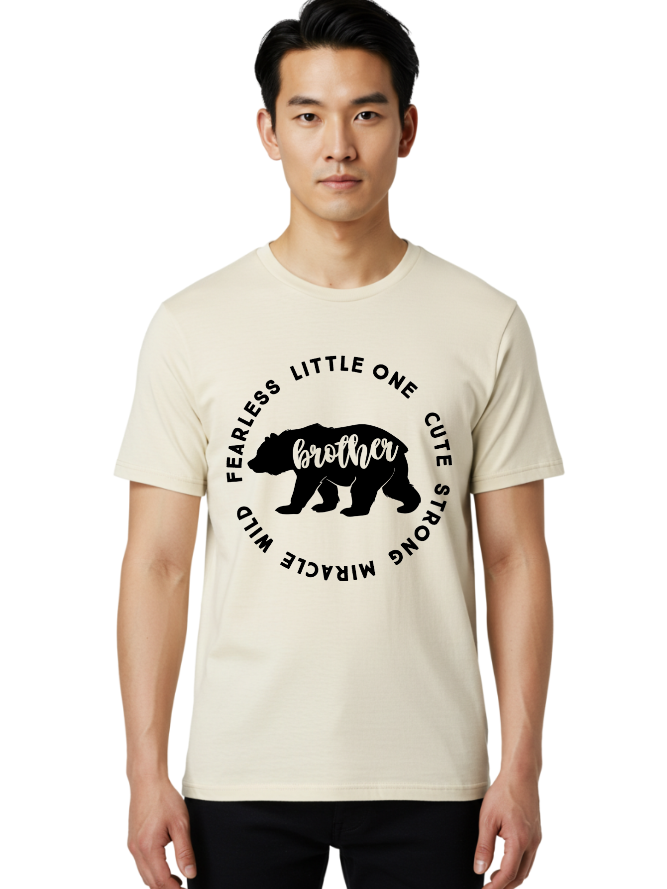 Brother Bear Men'S Graphic Tee, 100% Cotton, Comfortable Casual Summer Wear, Machine Washable, Brother Bear Design, Bear Silhouette, Cute Bear Graphic, Strong Brother Quote, Fearless Little One, Wild Miracle, Custom Brother Gift, Aae159