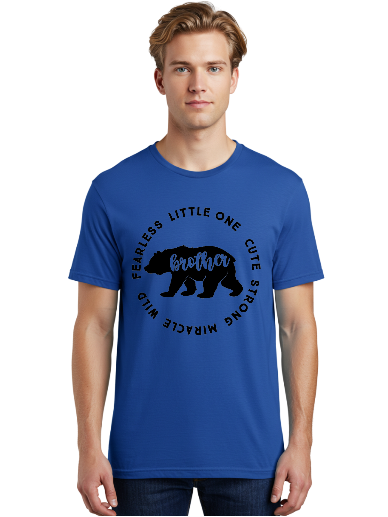 Brother Bear Men'S Graphic Tee, 100% Cotton, Comfortable Casual Summer Wear, Machine Washable, Brother Bear Design, Bear Silhouette, Cute Bear Graphic, Strong Brother Quote, Fearless Little One, Wild Miracle, Custom Brother Gift, Aae159