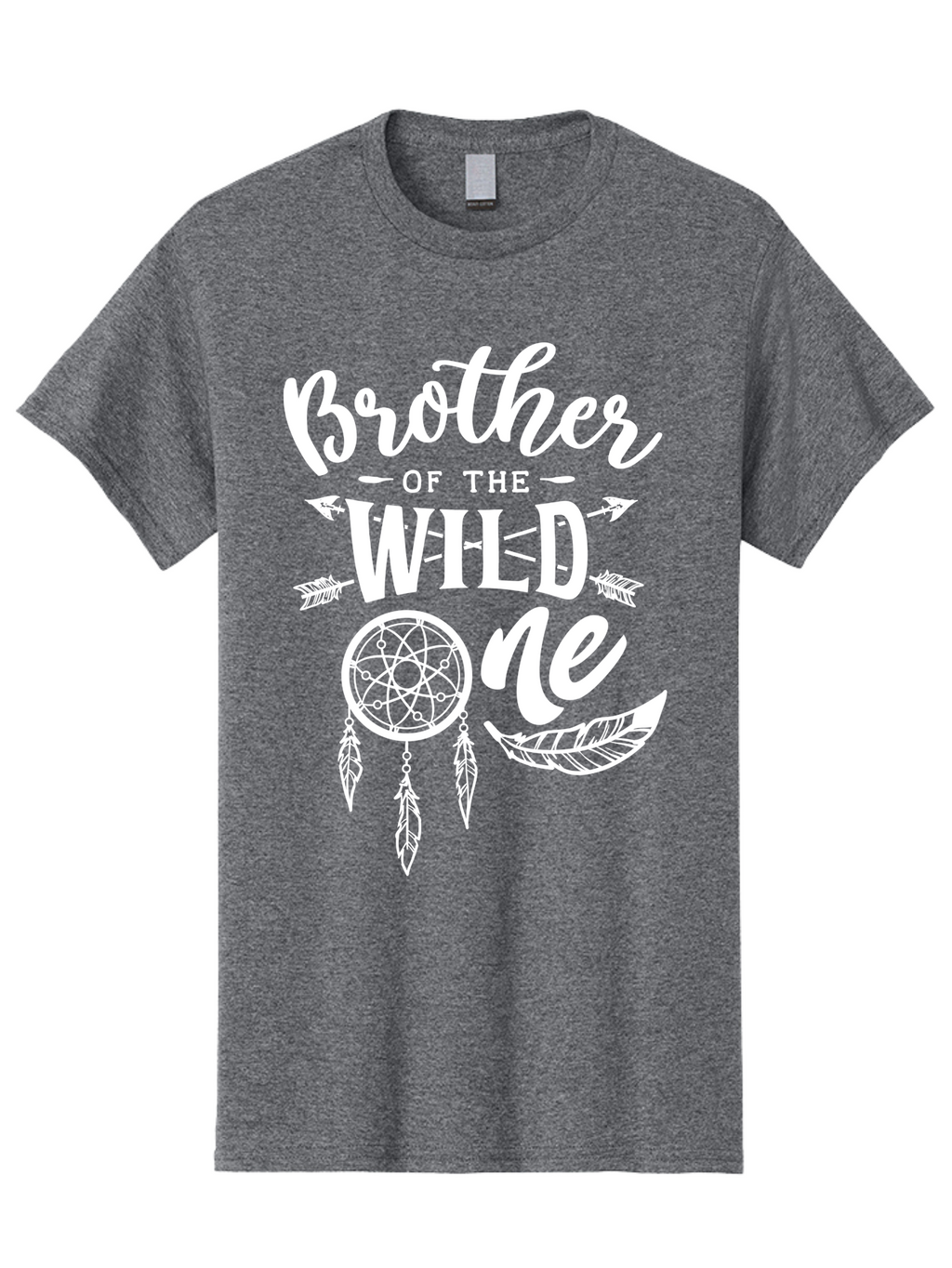 Brother Of The Wild One White Men'S Graphic Tee, 100% Cotton, Comfortable Casual Summer Wear, Machine Washable, Brother Of The Wild One, Dreamcatcher, Feathers, Bohemian Style, Tribal Design, Sibling Love, Wild Child, Sibling Pride Aae160