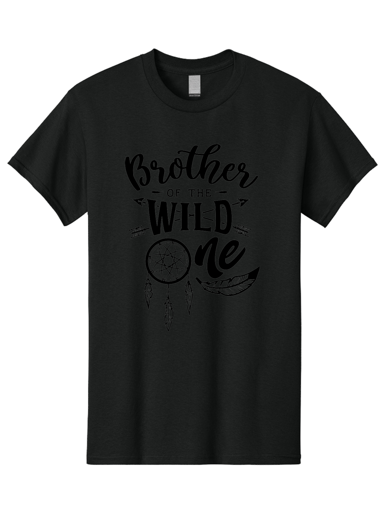 Brother Of The Wild One Men'S Graphic Tee, 100% Cotton, Comfortable Casual Summer Wear, Machine Washable, Brother Of The Wild One, Dreamcatcher, Feathers, Arrows, Bohemian Style, Sibling Love, Tribal Design, Family Bonding Aae161