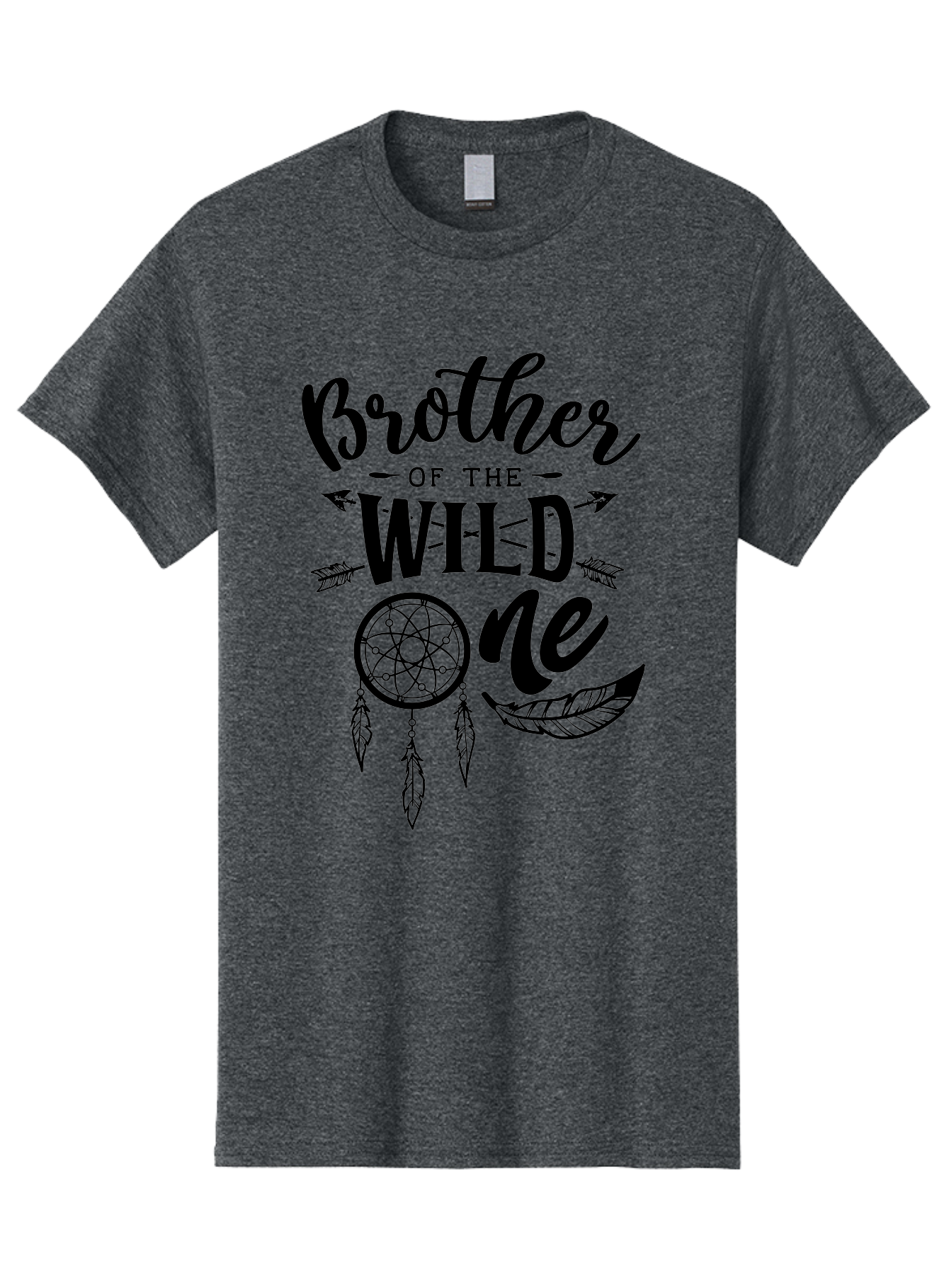 Brother Of The Wild One Men'S Graphic Tee, 100% Cotton, Comfortable Casual Summer Wear, Machine Washable, Brother Of The Wild One, Dreamcatcher, Feathers, Arrows, Bohemian Style, Sibling Love, Tribal Design, Family Bonding Aae161