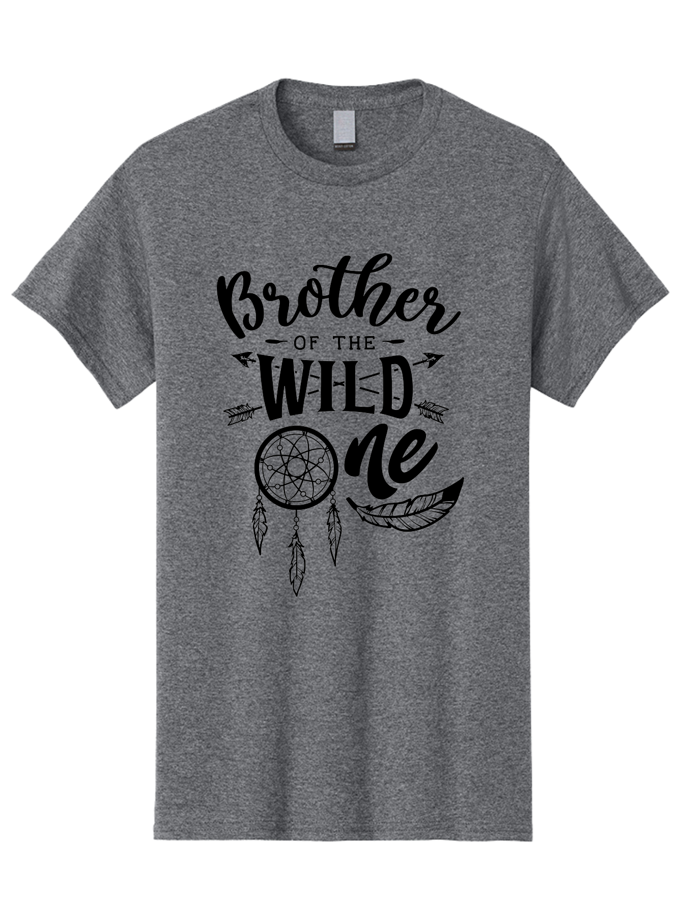 Brother Of The Wild One Men'S Graphic Tee, 100% Cotton, Comfortable Casual Summer Wear, Machine Washable, Brother Of The Wild One, Dreamcatcher, Feathers, Arrows, Bohemian Style, Sibling Love, Tribal Design, Family Bonding Aae161