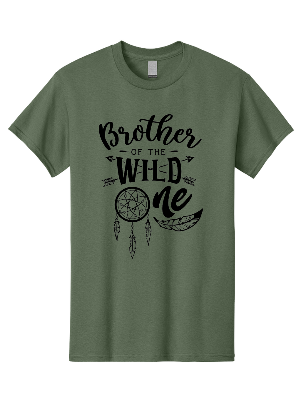 Brother Of The Wild One Men'S Graphic Tee, 100% Cotton, Comfortable Casual Summer Wear, Machine Washable, Brother Of The Wild One, Dreamcatcher, Feathers, Arrows, Bohemian Style, Sibling Love, Tribal Design, Family Bonding Aae161