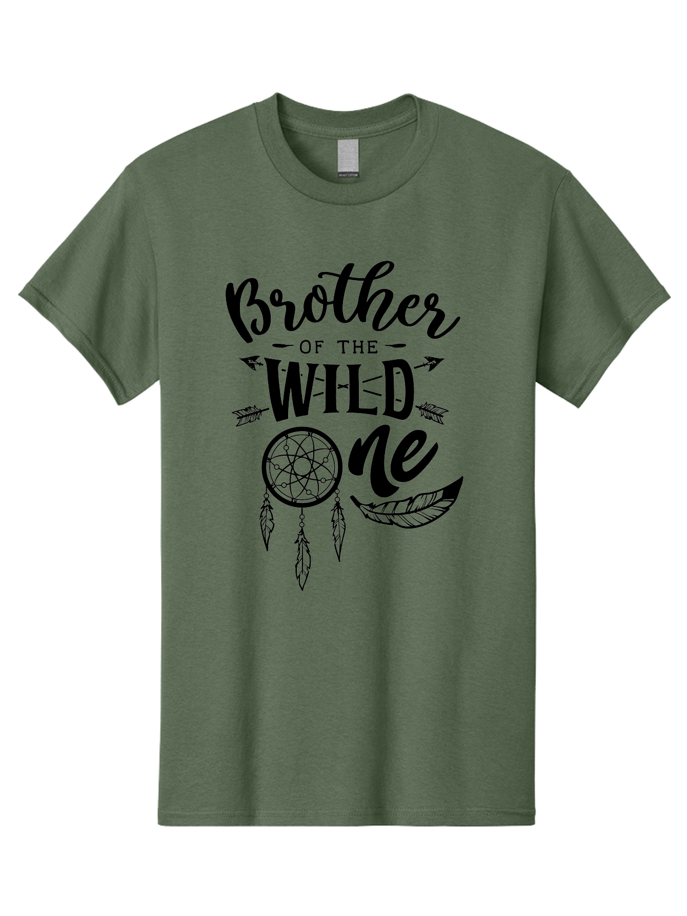 Brother Of The Wild One Men'S Graphic Tee, 100% Cotton, Comfortable Casual Summer Wear, Machine Washable, Brother Of The Wild One, Dreamcatcher, Feathers, Arrows, Bohemian Style, Sibling Love, Tribal Design, Family Bonding Aae161