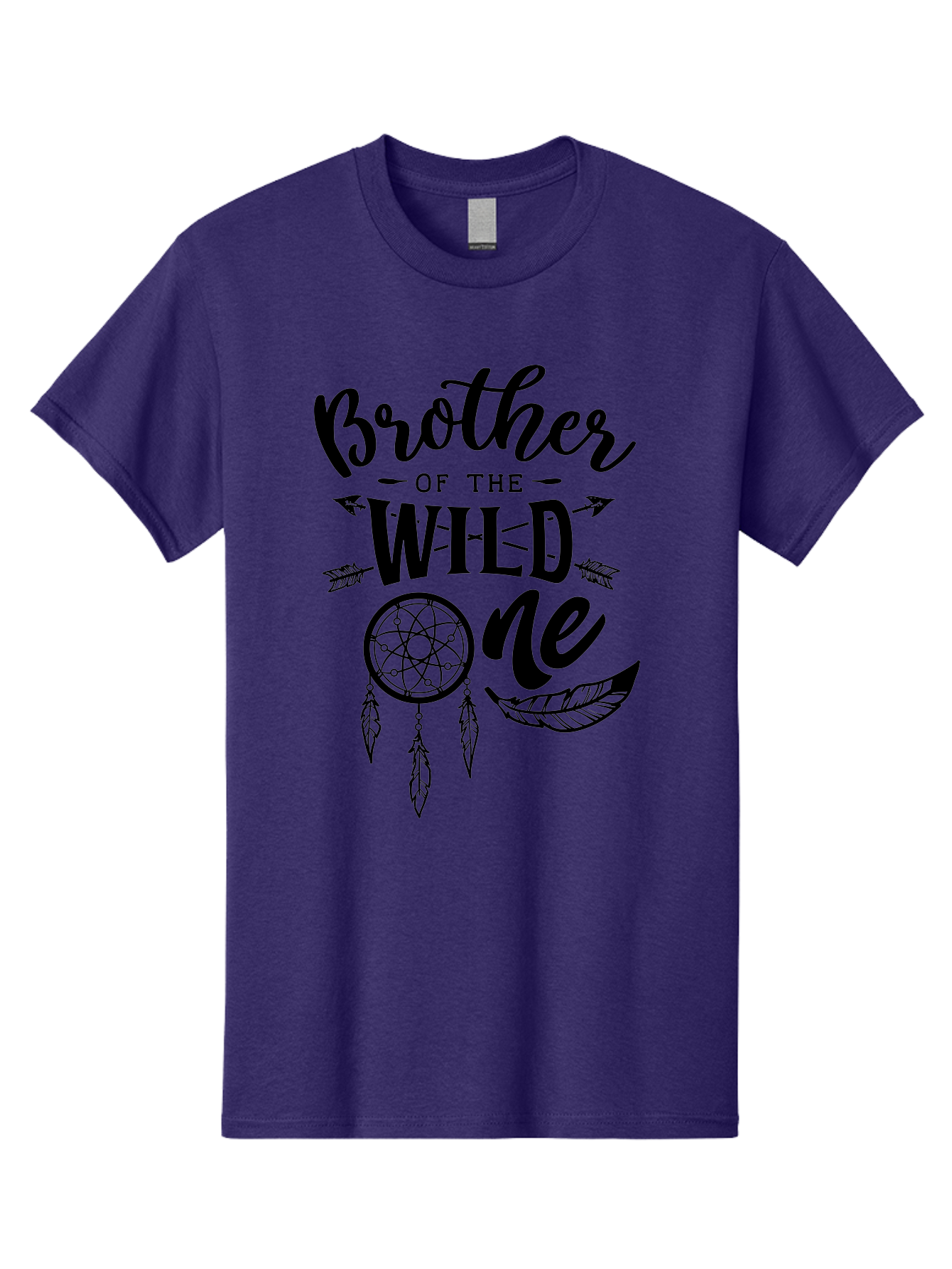 Brother Of The Wild One Men'S Graphic Tee, 100% Cotton, Comfortable Casual Summer Wear, Machine Washable, Brother Of The Wild One, Dreamcatcher, Feathers, Arrows, Bohemian Style, Sibling Love, Tribal Design, Family Bonding Aae161