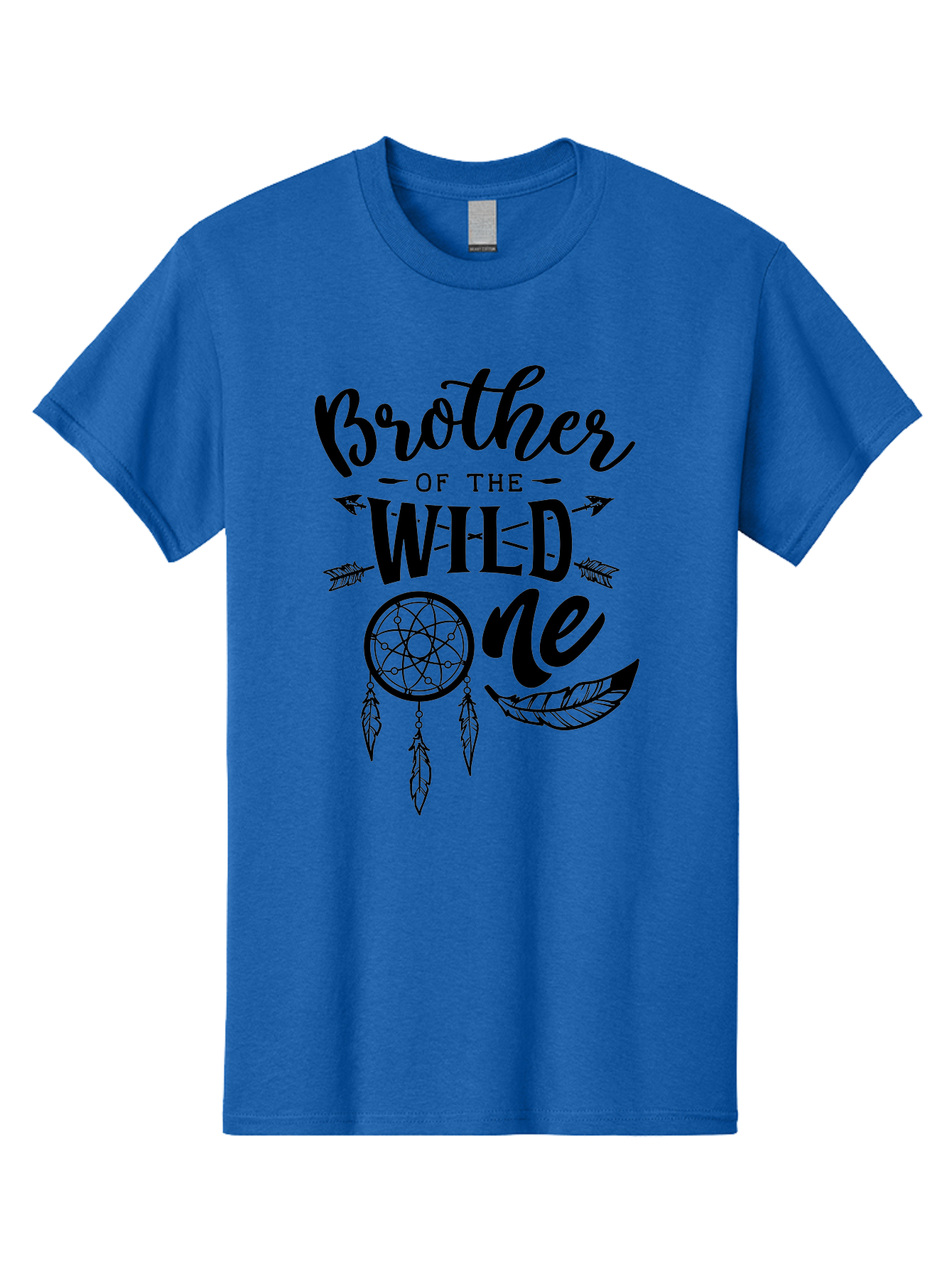 Brother Of The Wild One Men'S Graphic Tee, 100% Cotton, Comfortable Casual Summer Wear, Machine Washable, Brother Of The Wild One, Dreamcatcher, Feathers, Arrows, Bohemian Style, Sibling Love, Tribal Design, Family Bonding Aae161