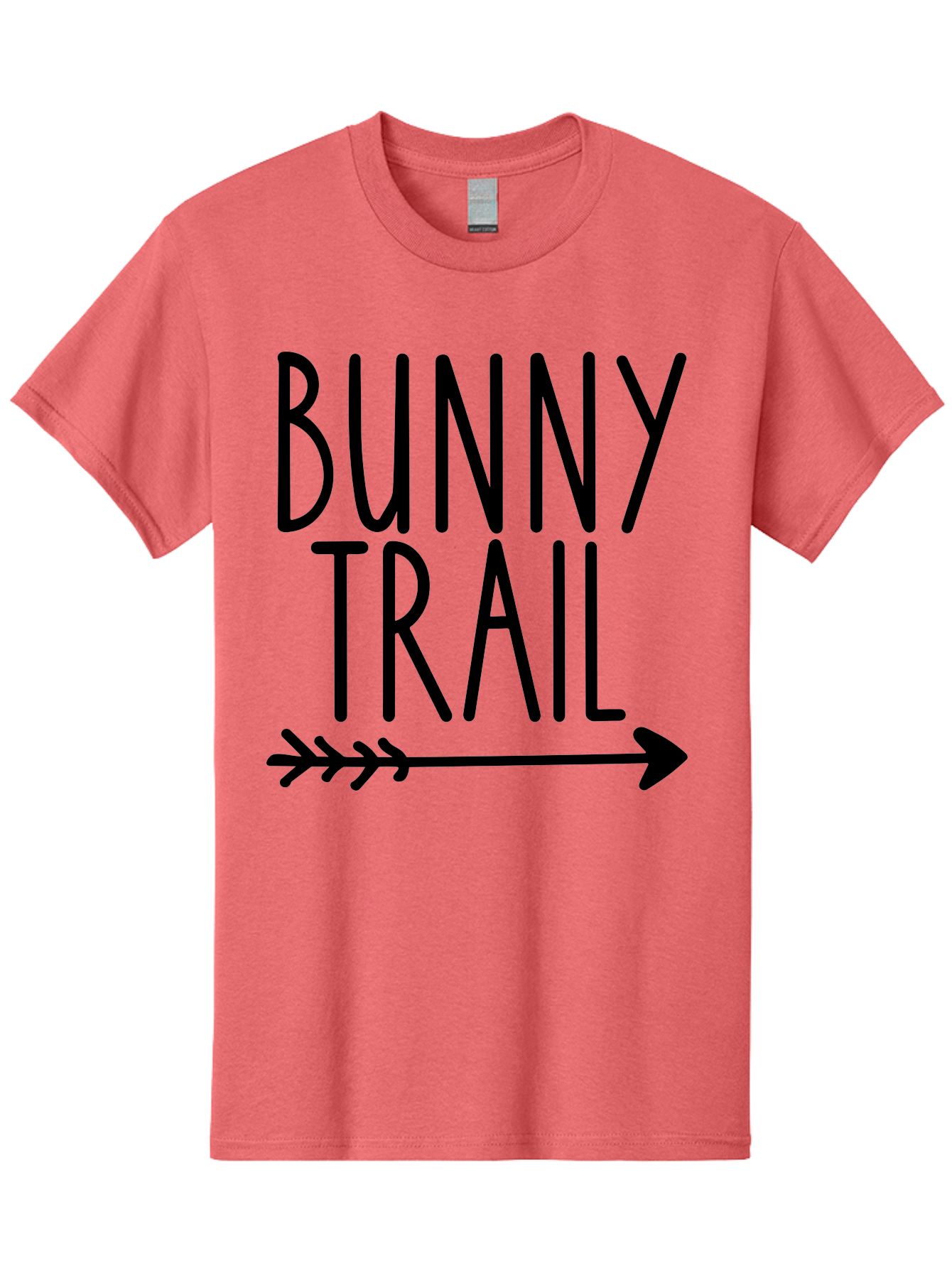 Bunny Trail This Way Men'S Graphic Tee, 100% Cotton, Comfortable Casual Summer Wear, Machine Washable, Bunny Trail, Arrow Graphic, Directional Signage, Playful Design, Whimsical Theme, Black Text, Bold Font, Graphic Illustration, Easter Theme, Aae162