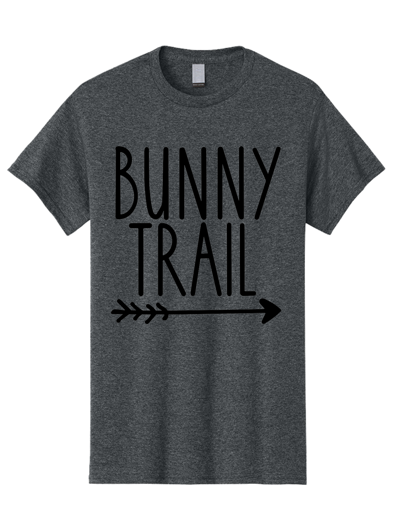 Bunny Trail This Way Men'S Graphic Tee, 100% Cotton, Comfortable Casual Summer Wear, Machine Washable, Bunny Trail, Arrow Graphic, Directional Signage, Playful Design, Whimsical Theme, Black Text, Bold Font, Graphic Illustration, Easter Theme, Aae162